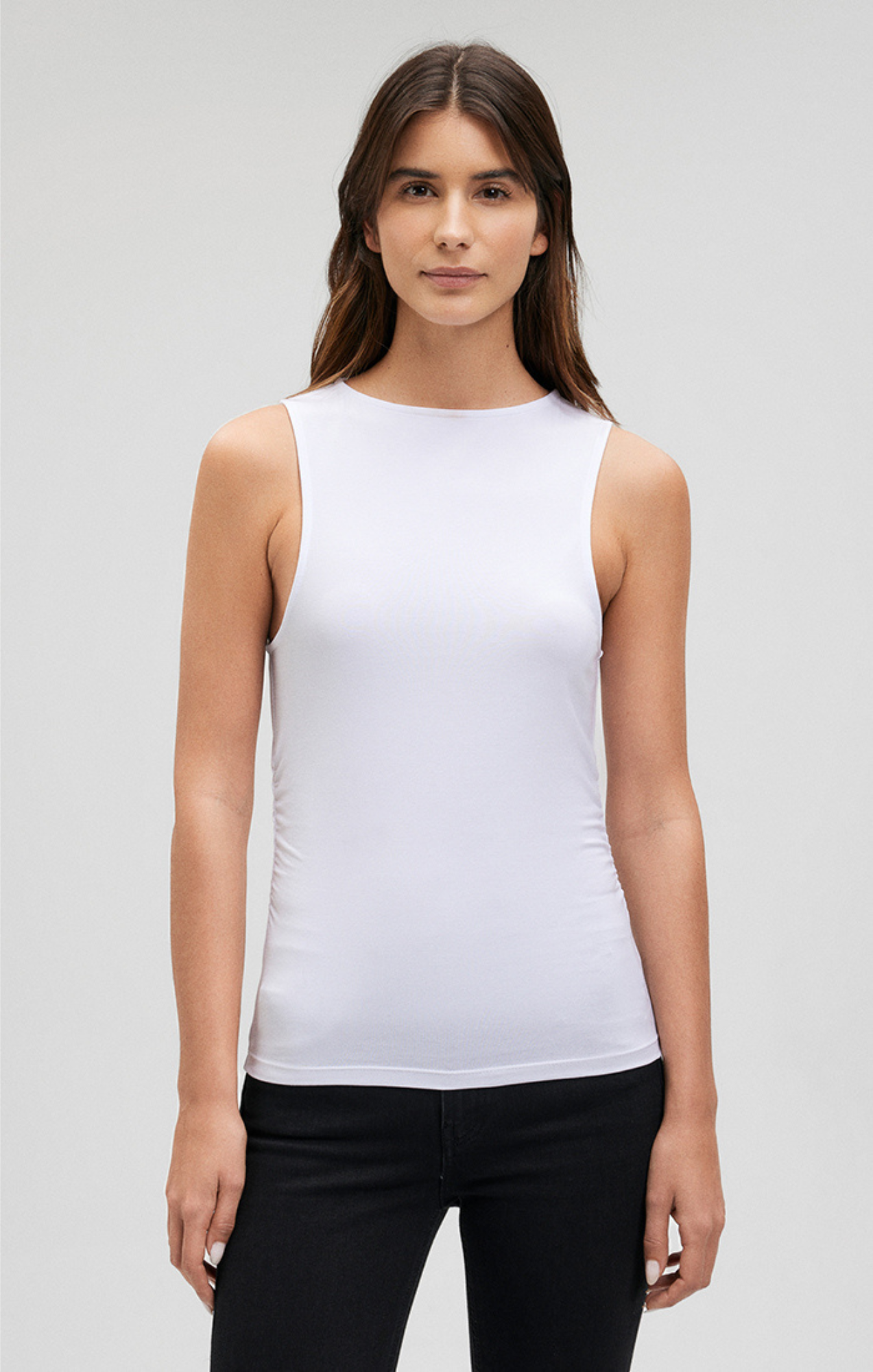 HIGH NECK TANK TOP IN WHITE - Mavi Jeans