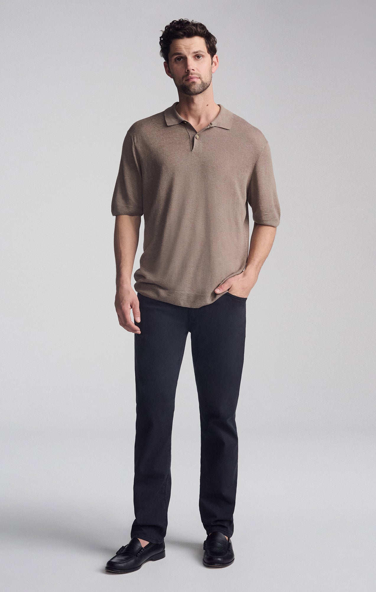 SHORT SLEEVE POLO SWEATER IN BRINDLE - Mavi Jeans
