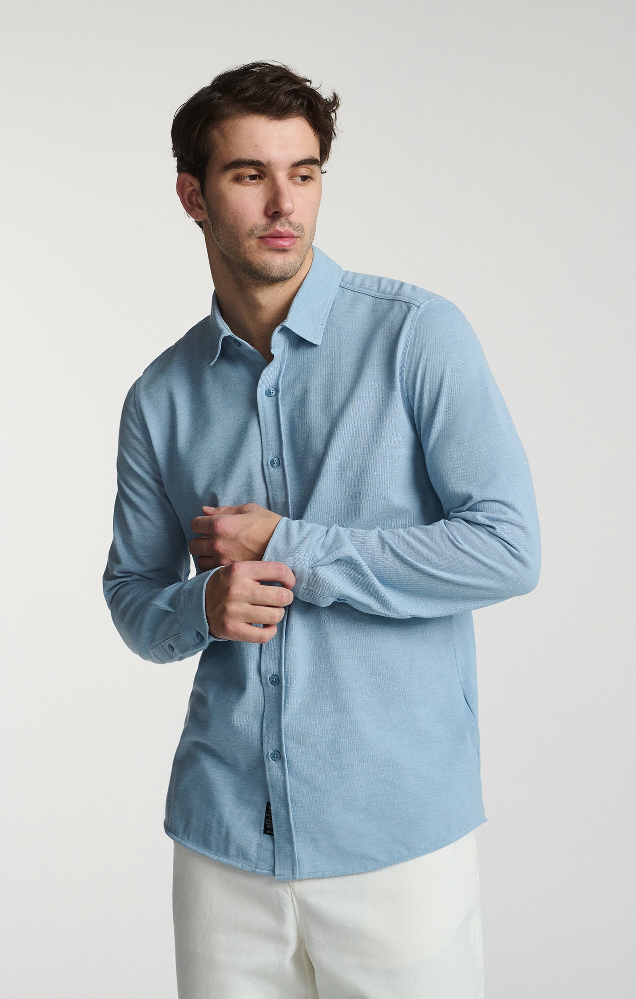 LONG SLEEVE BUTTON-UP SHIRT IN BLUE SHADOW - Mavi Jeans