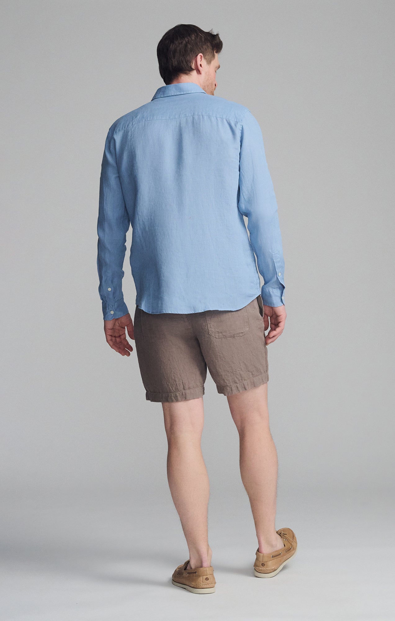 LINEN LONG SLEEVE BUTTON-UP SHIRT IN FADED DENIM - Mavi Jeans