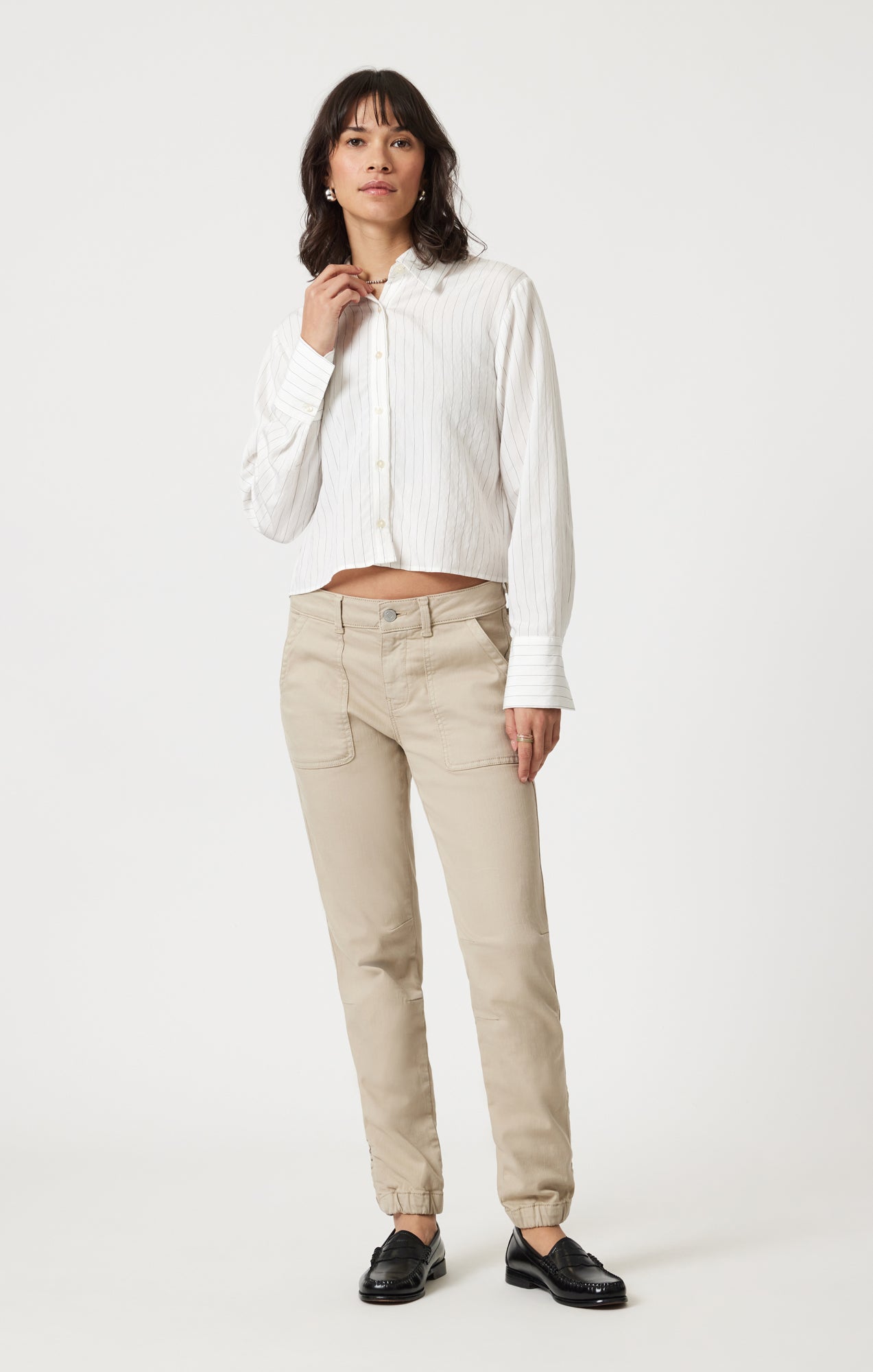 LONG SLEEVE BUTTON-UP SHIRT IN BLACK PIN STRIPE - Mavi Jeans
