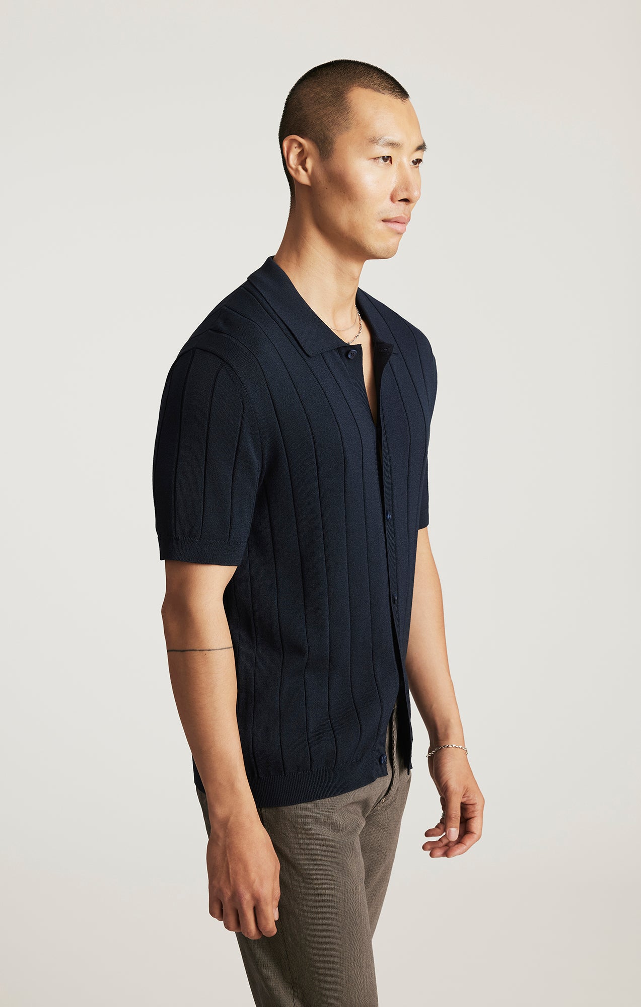 EDITION SHORT SLEEVE POLO SWEATER IN TOTAL ECLIPSE - Mavi Jeans