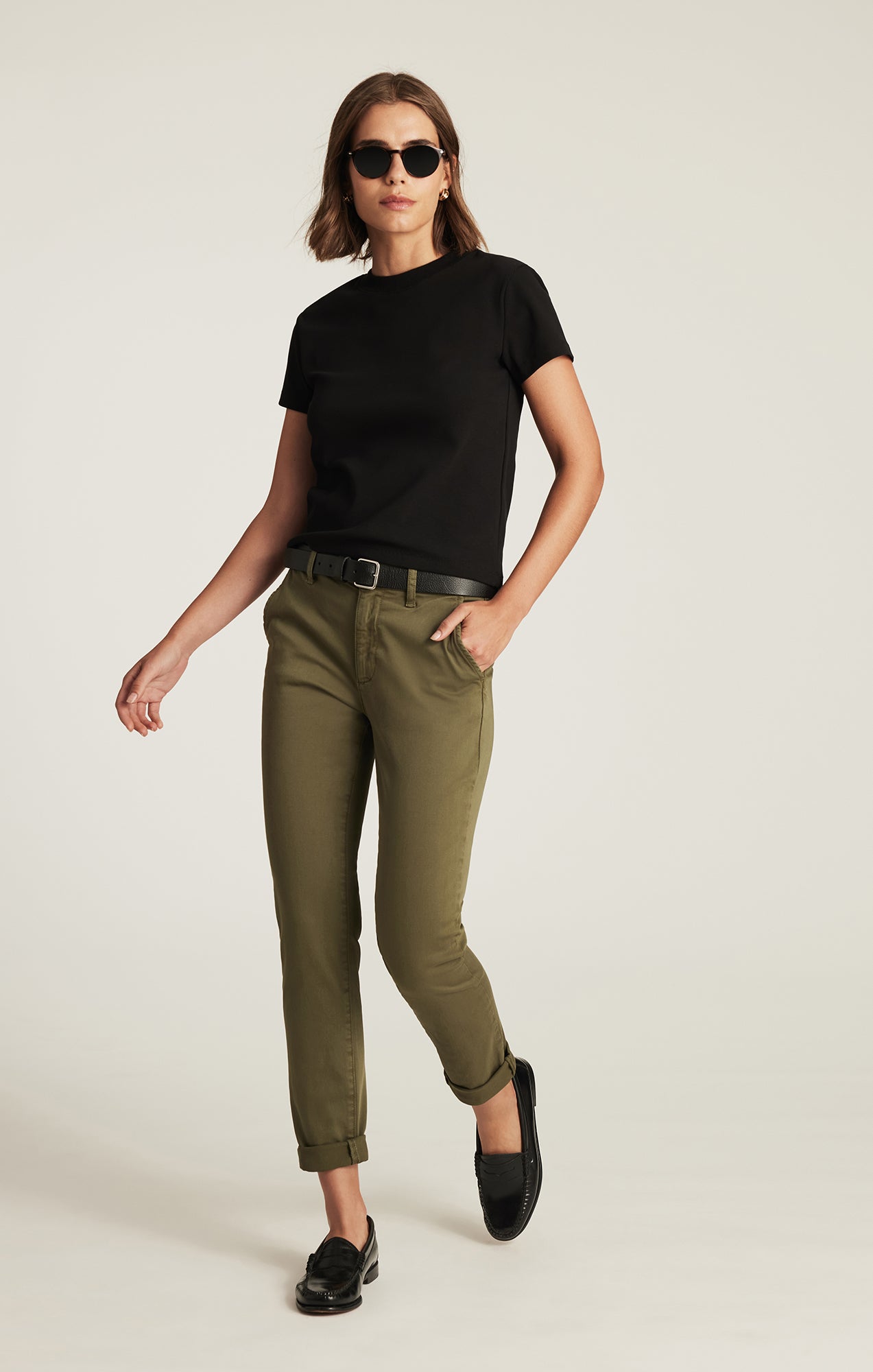 Mavi Women's Kathleen Slim Boyfriend In Dark Olive Casual Twill Mavi Women's Kathleen Slim Boyfriend In Dark Olive Casual Twill
