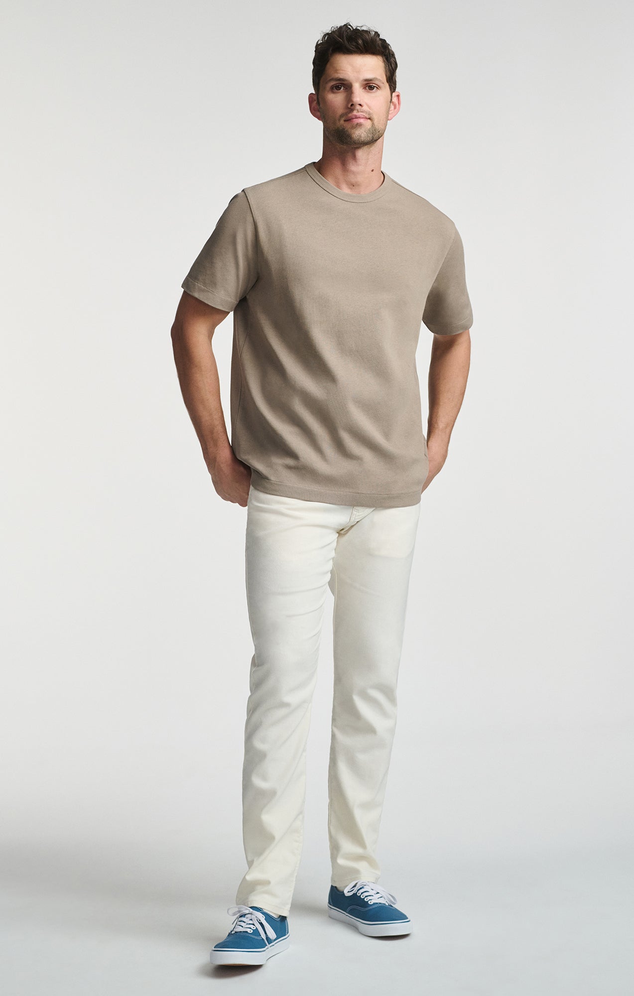 SHORT SLEEVE CREW NECK T-SHIRT IN BRINDLE - Mavi Jeans