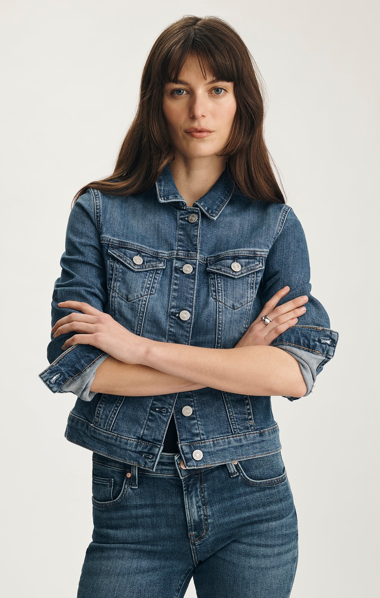 み*か様 MANY WAY VERSATILE DENIM COAT AMERI Mavi Women's Samantha Denim Jacket In Dark Brushed Flex Blue