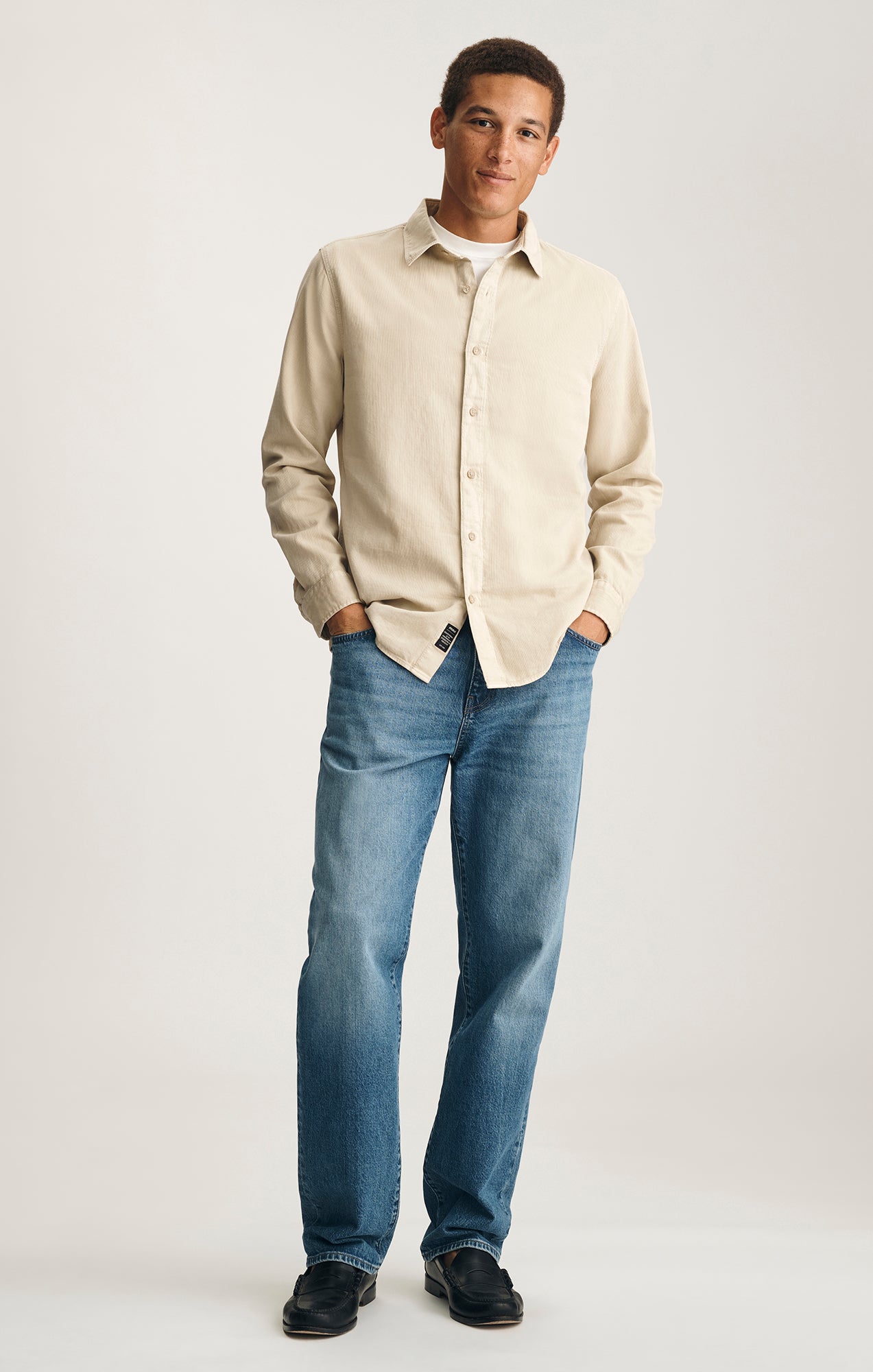 LONG SLEEVE BUTTON-UP SHIRT IN PEYOTE