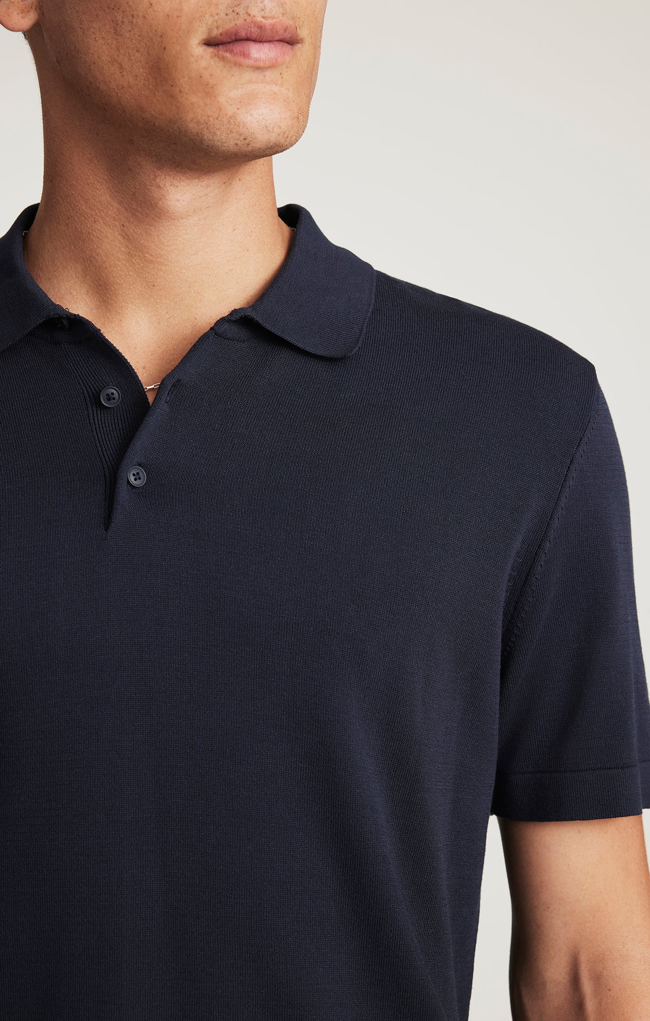 EDITION SHORT SLEEVE POLO SWEATER IN TOTAL ECLIPSE - Mavi Jeans