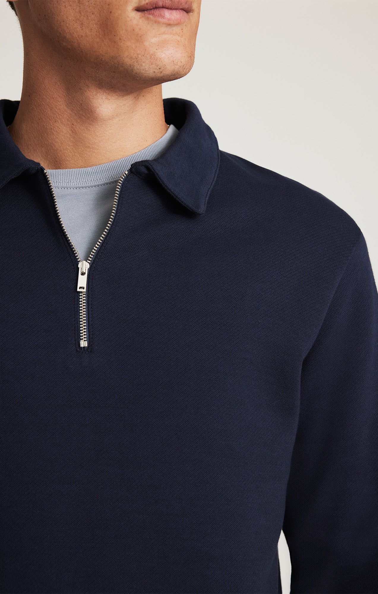 HALF ZIP SWEATSHIRT IN BARITONE BLUE - Mavi Jeans