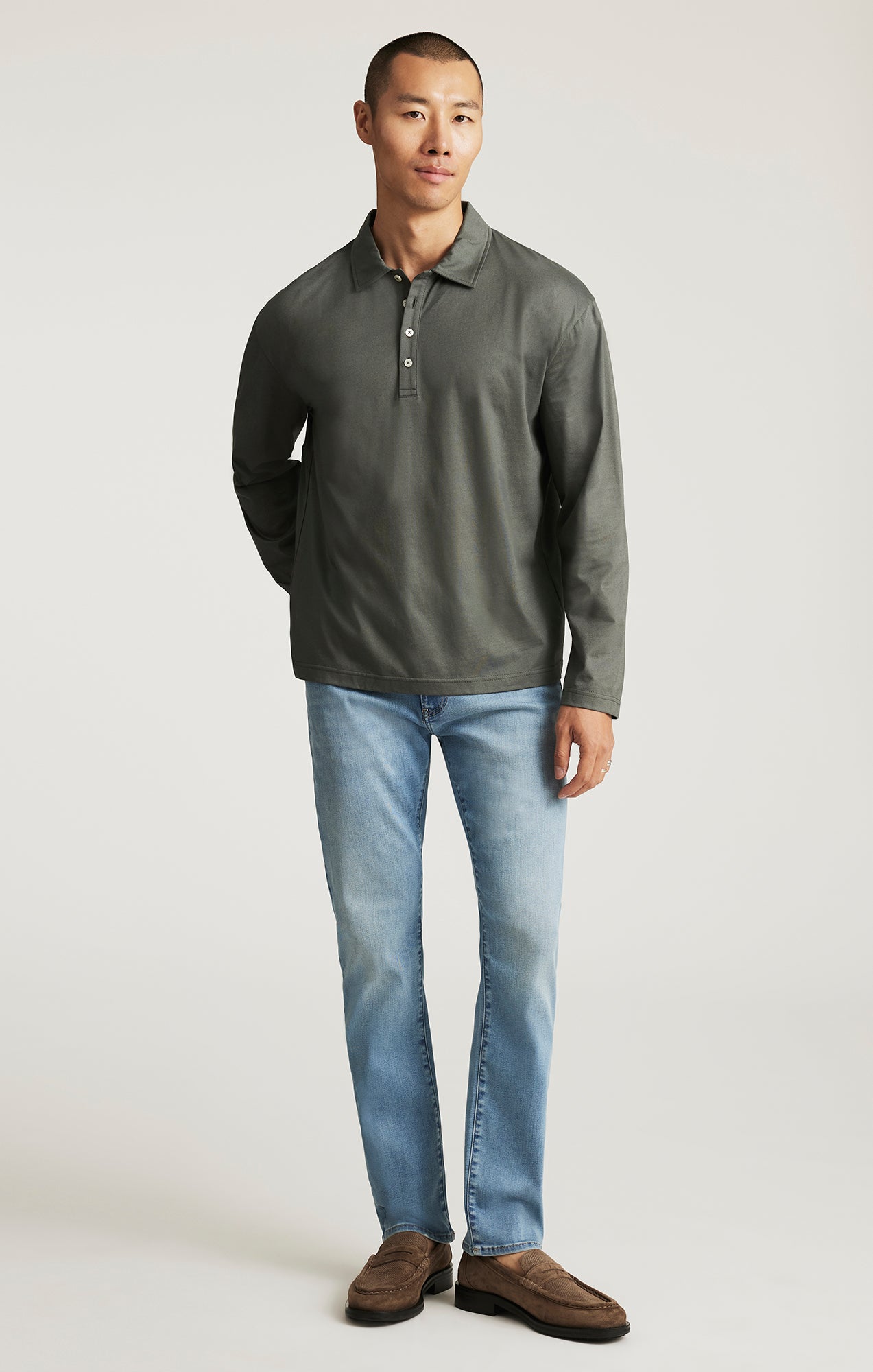EDITION LONG SLEEVE POLO T-SHIRT IN URBAN CHIC - Mavi Jeans