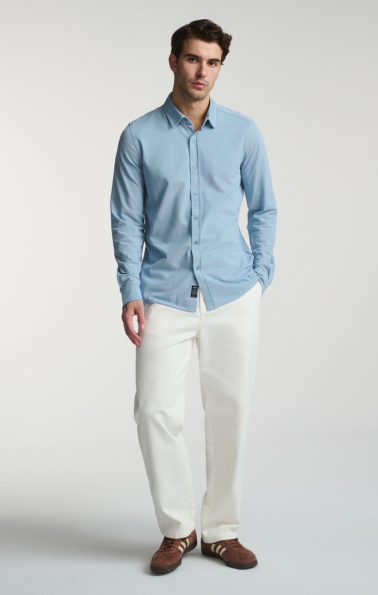 LONG SLEEVE BUTTON-UP SHIRT IN BLUE SHADOW - Mavi Jeans