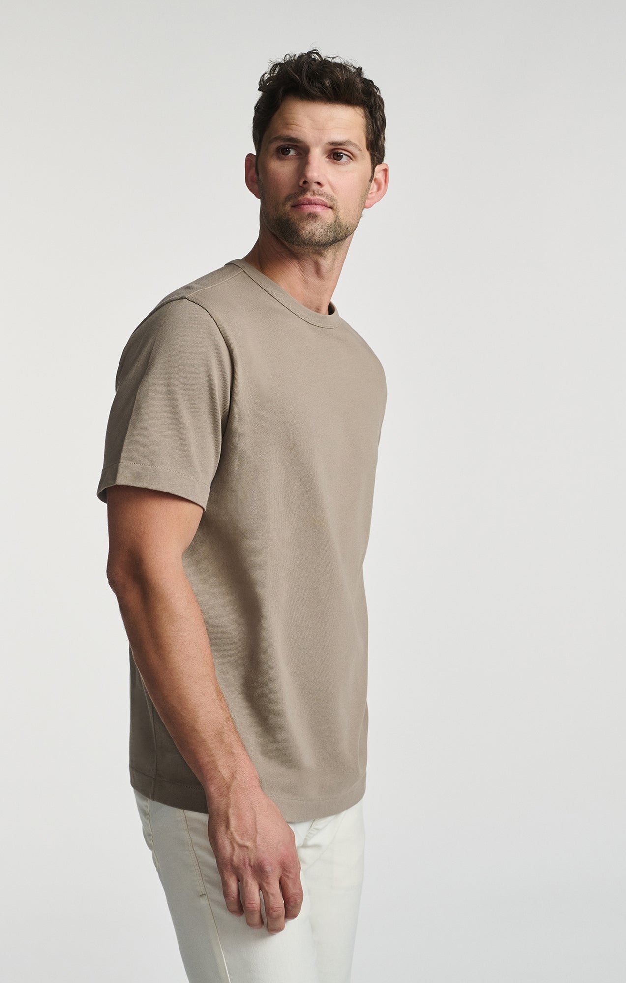 SHORT SLEEVE CREW NECK T-SHIRT IN BRINDLE - Mavi Jeans