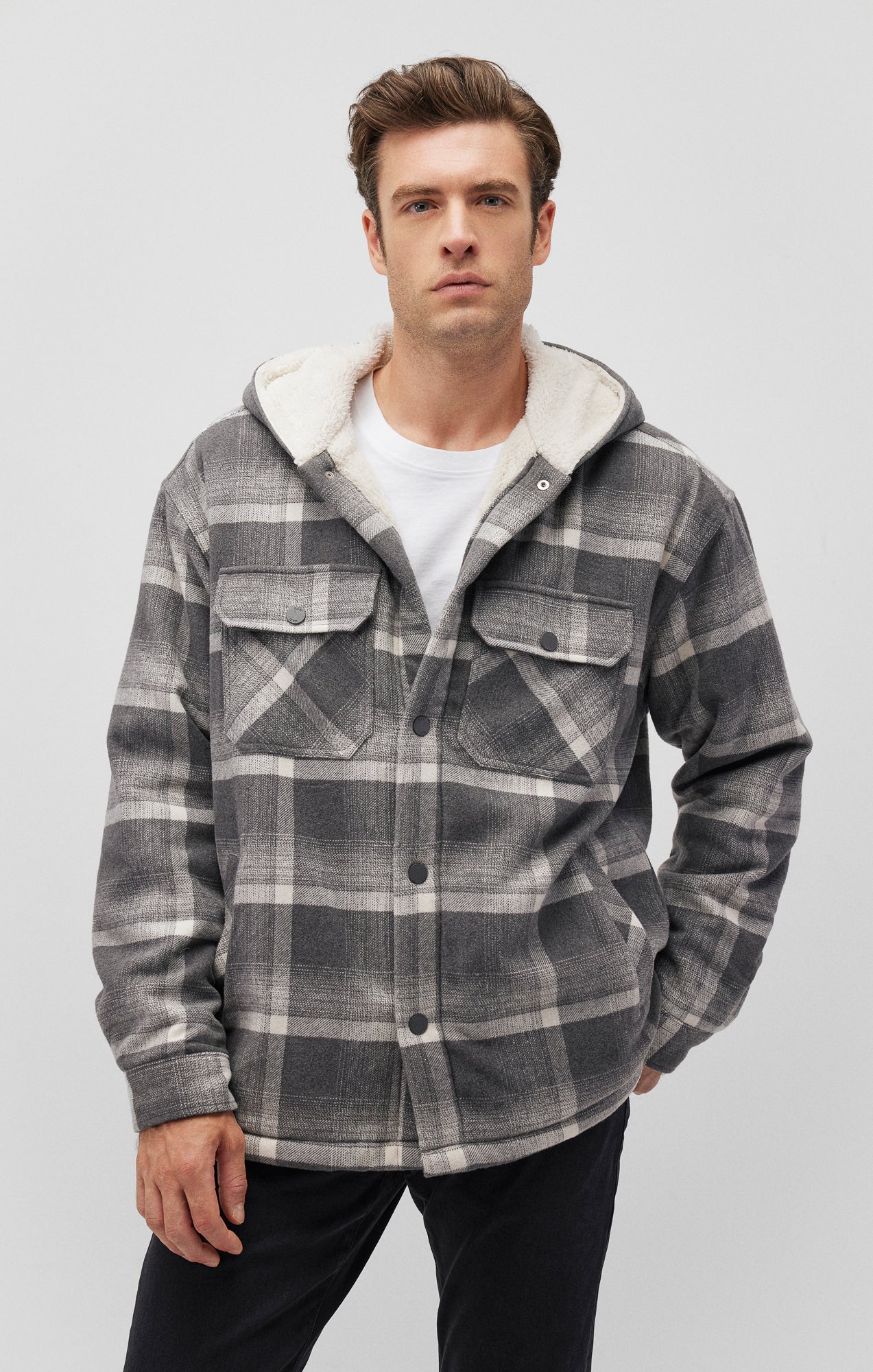 Mavi Men's Plaid Hooded Shacket In Black Check – Mavi Jeans