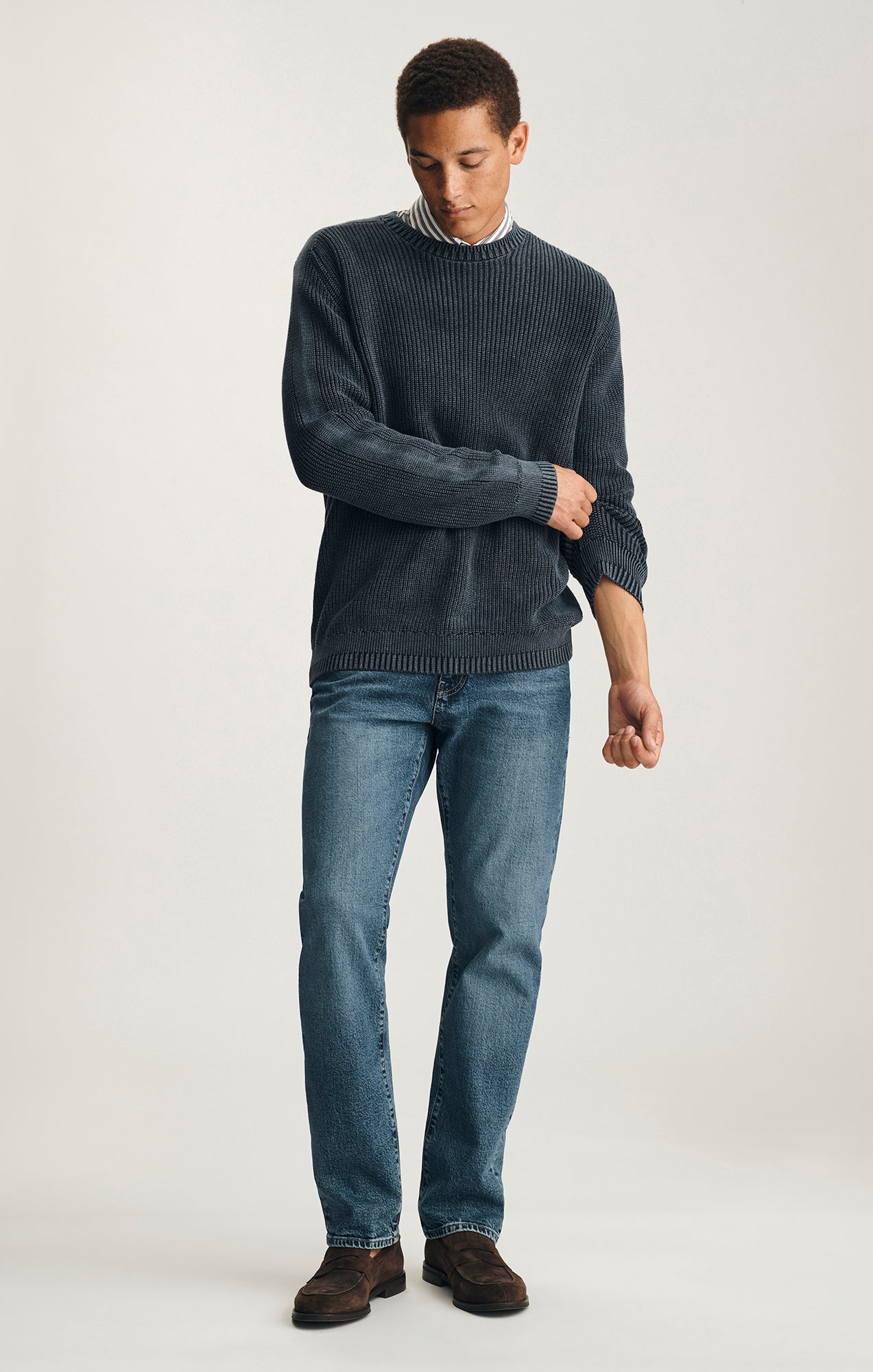 CREW NECK SWEATER IN TOTAL ECLIPSE