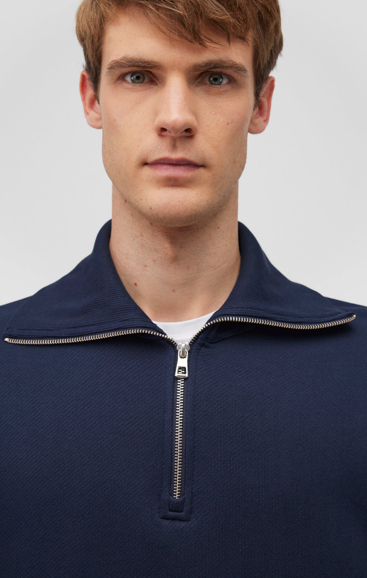 QUARTER ZIP POCKET SWEATSHIRT IN NAVY BLAZER - Mavi Jeans