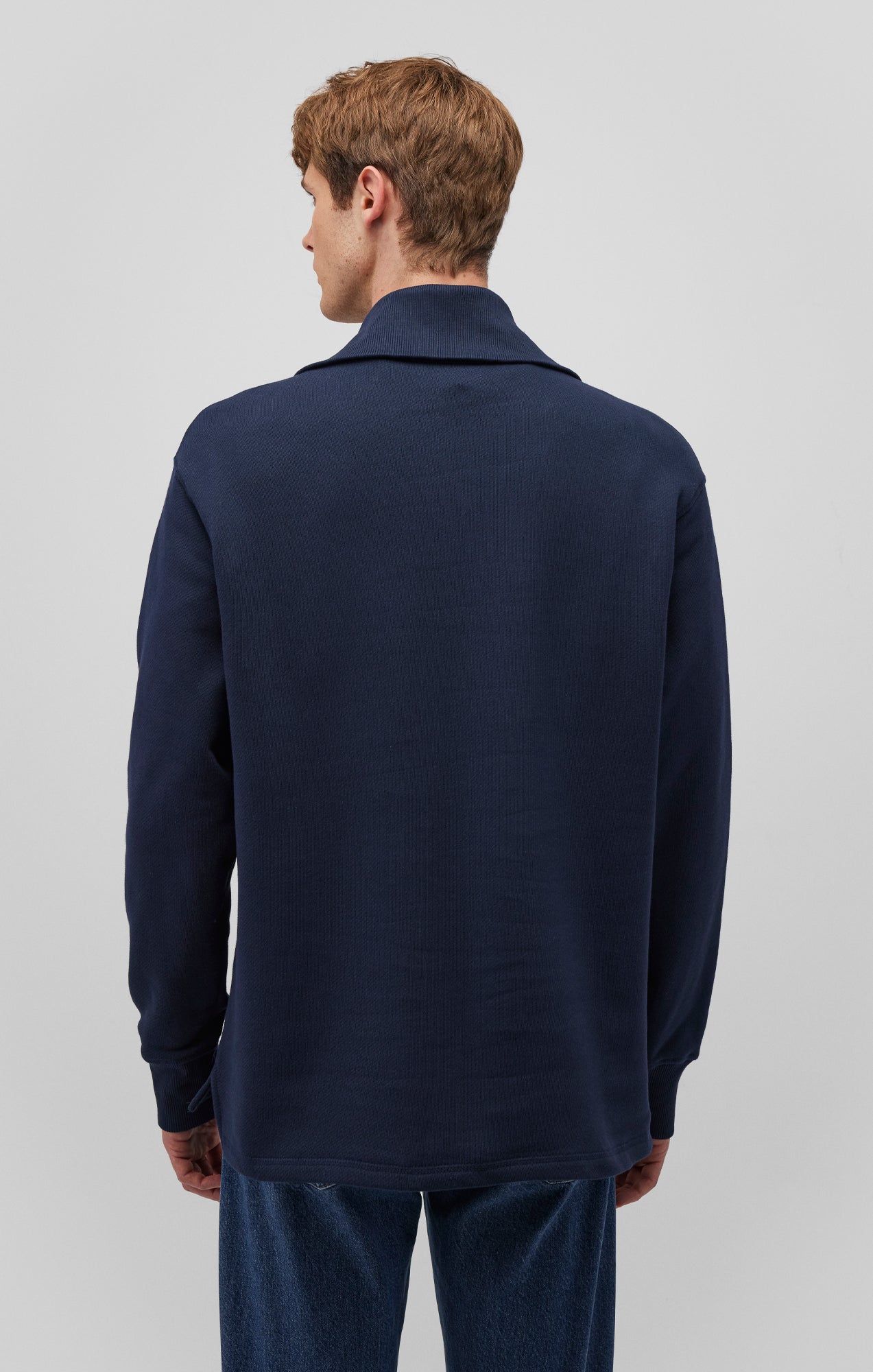 QUARTER ZIP POCKET SWEATSHIRT IN NAVY BLAZER - Mavi Jeans