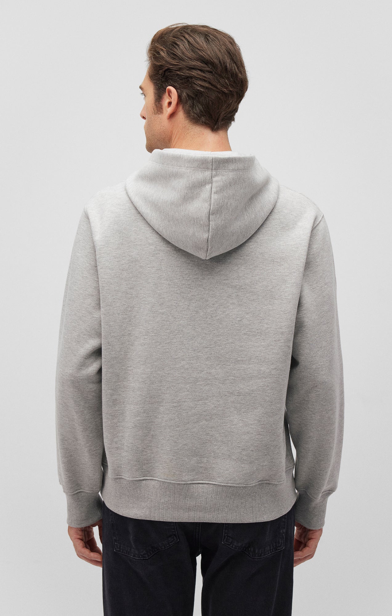 SNAP-BUTTON HOODIE IN LIGHT GREY MELANGE - Mavi Jeans