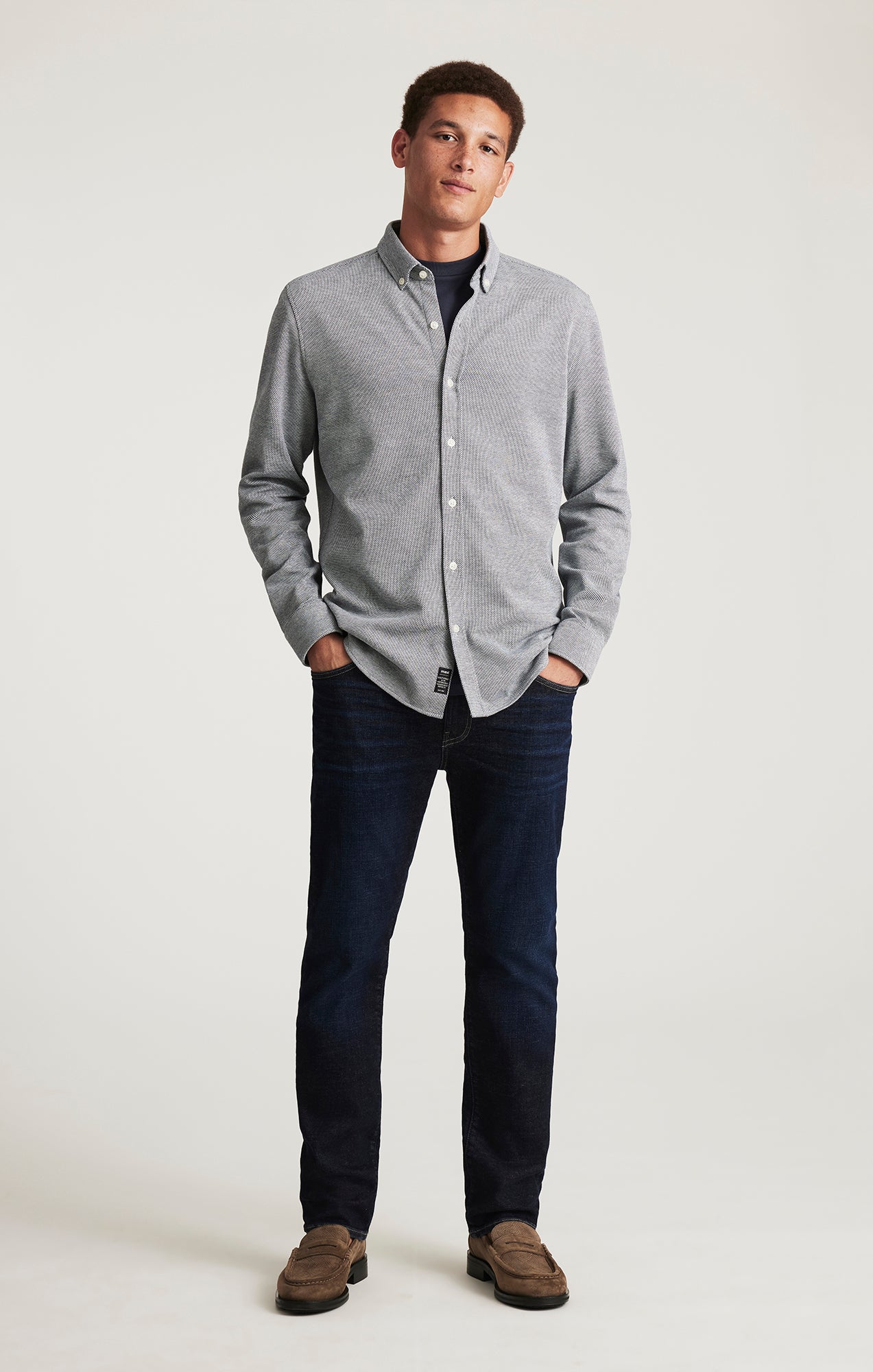 LONG SLEEVE BUTTON-DOWN SHIRT IN TOTAL ECLIPSE - Mavi Jeans
