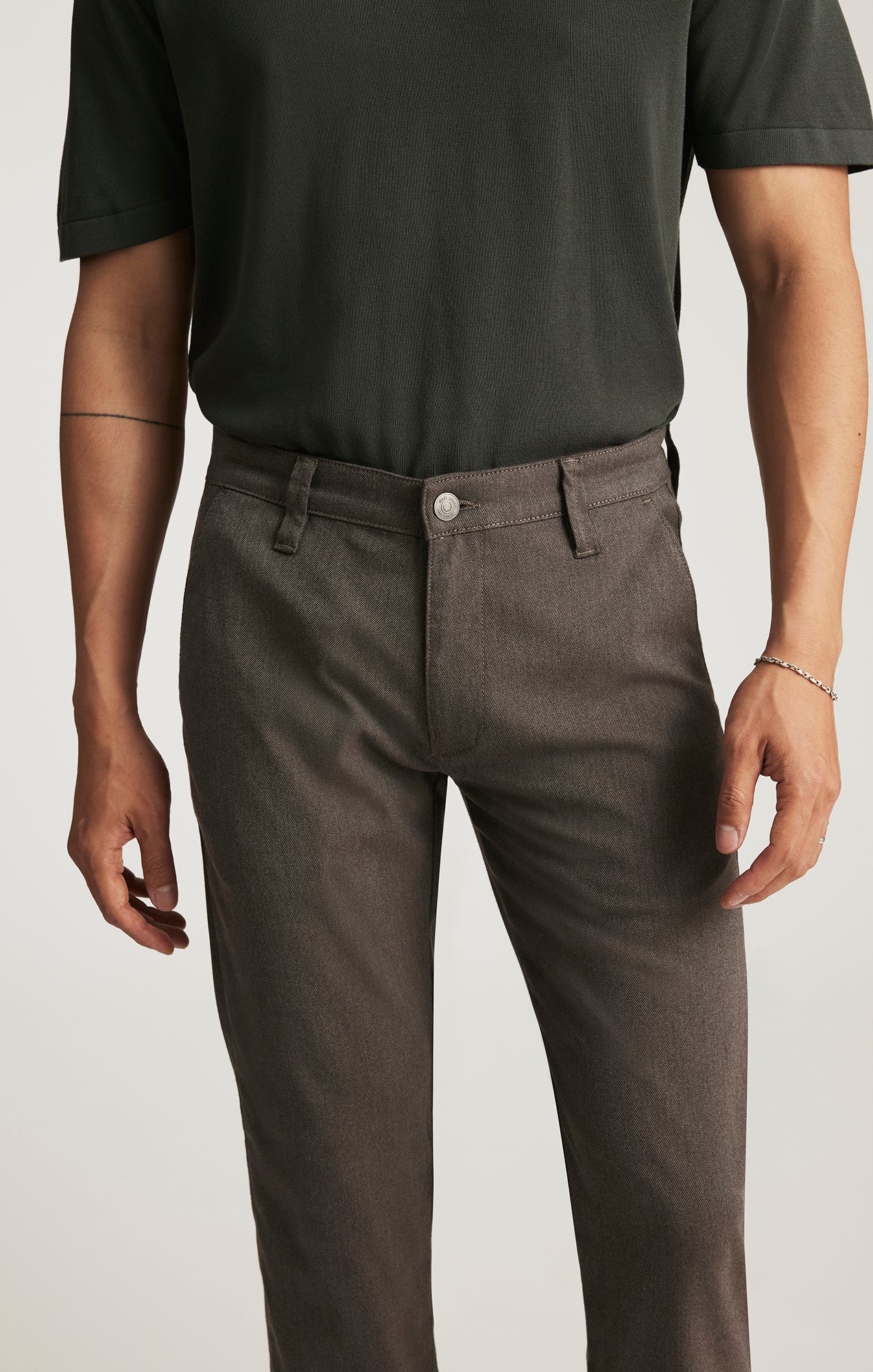 MILTON SLIM STRAIGHT CHINO IN BROWN FEATHER TWEED - Mavi Jeans