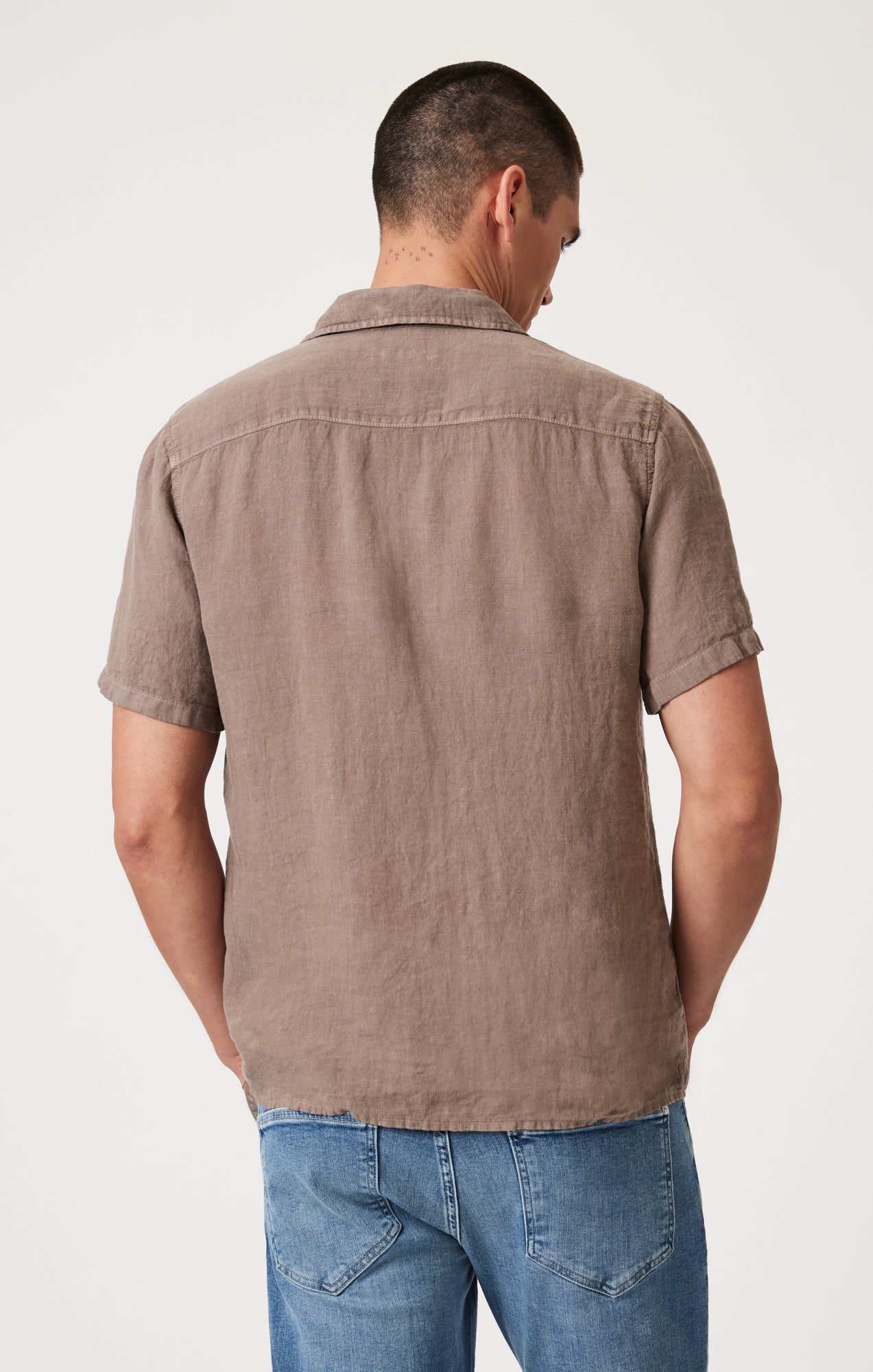 LINEN SHORT SLEEVE SHIRT IN BRINDLE - Mavi Jeans