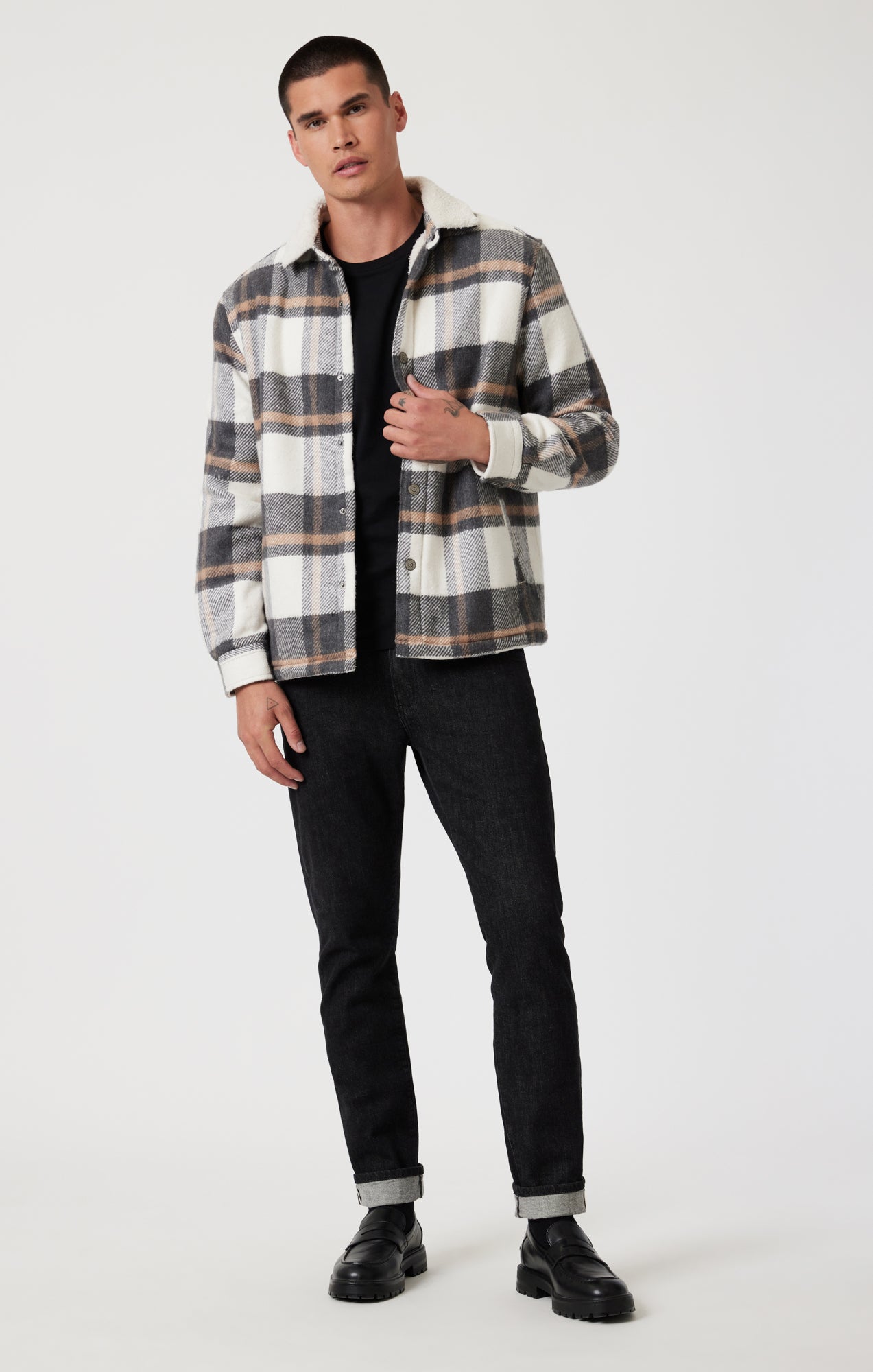 PLAID SHACKET IN GRAY CHECK - Mavi Jeans