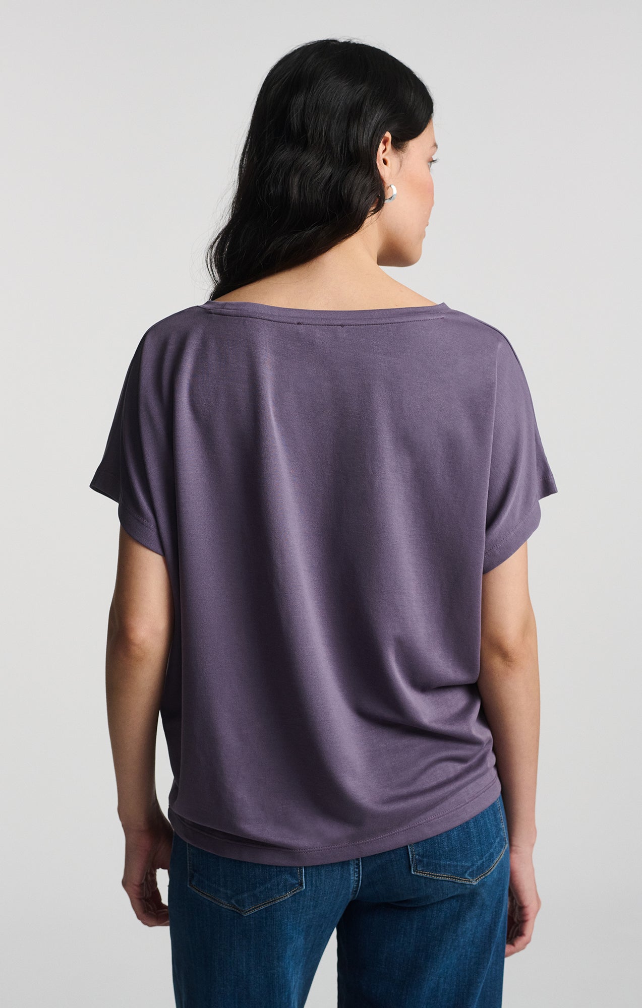 LUXE TOUCH TENCEL™ BOAT NECK T-SHIRT IN CADET - Mavi Jeans