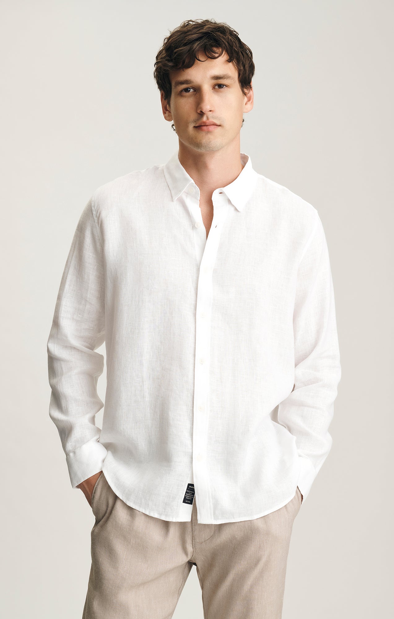 mens linen dress shirt Mavi Men's Linen Button-Up Shirt In White