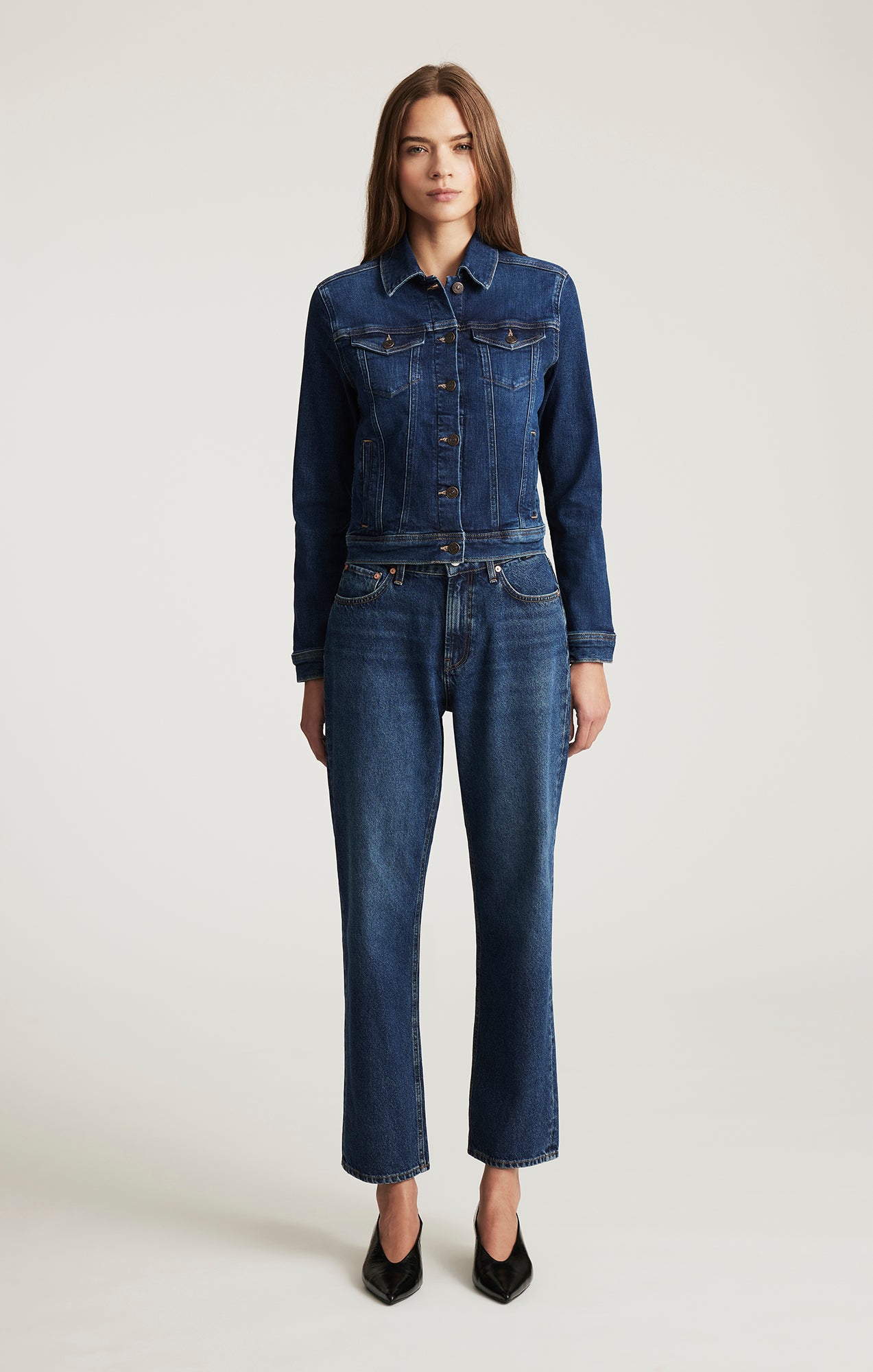 CECILIA DENIM JACKET IN DARK BRUSHED FLEX BLUE - Mavi Jeans