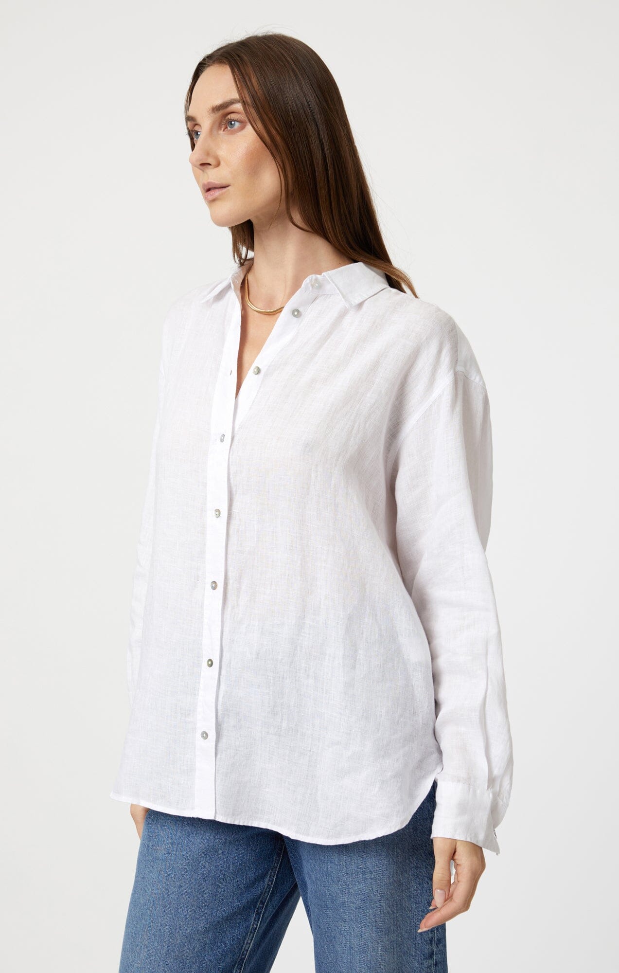LINEN BUTTON-UP SHIRT IN WHITE - Mavi Jeans