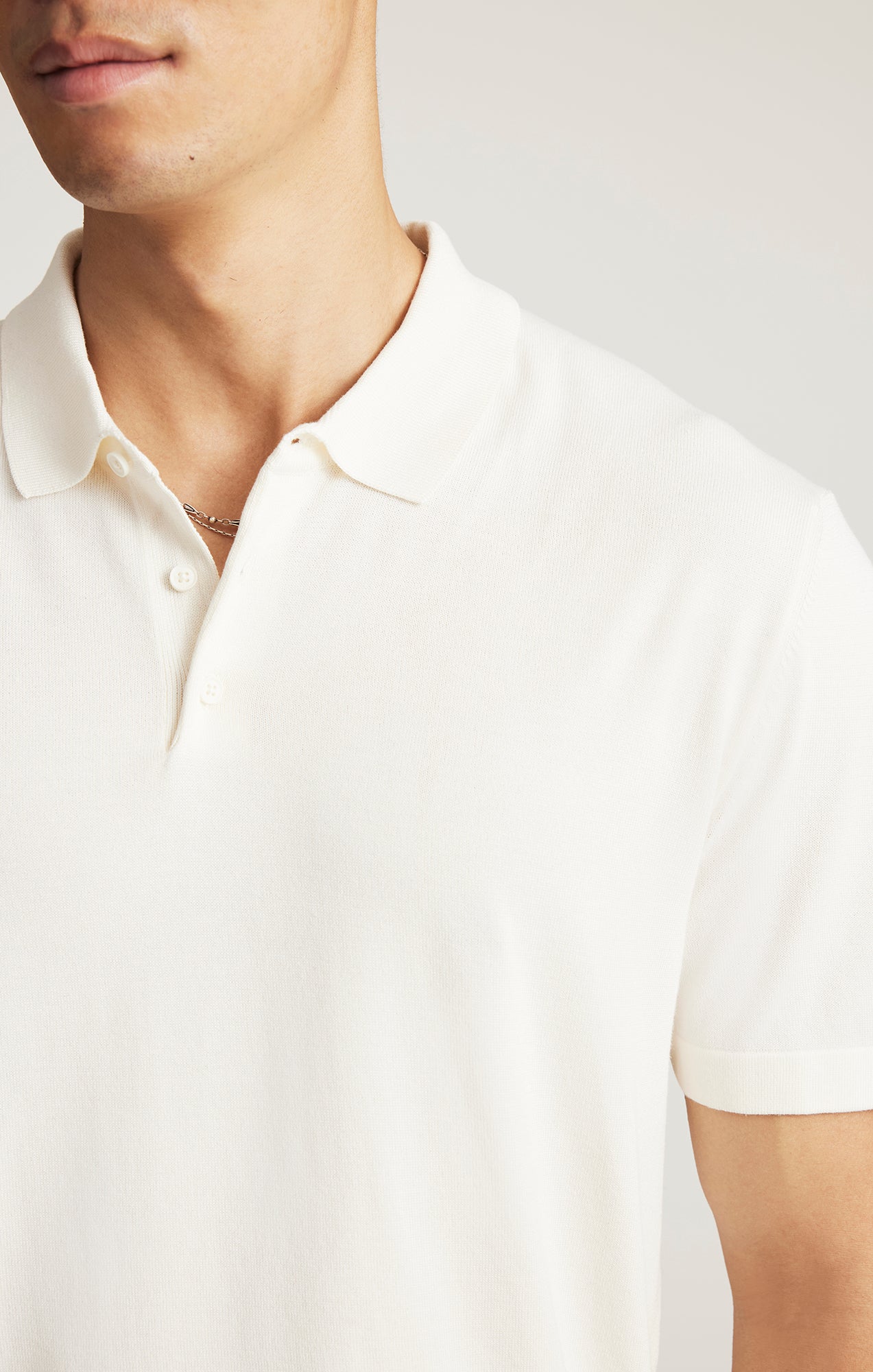 EDITION SHORT SLEEVE POLO SWEATER IN ANTIQUE WHITE - Mavi Jeans