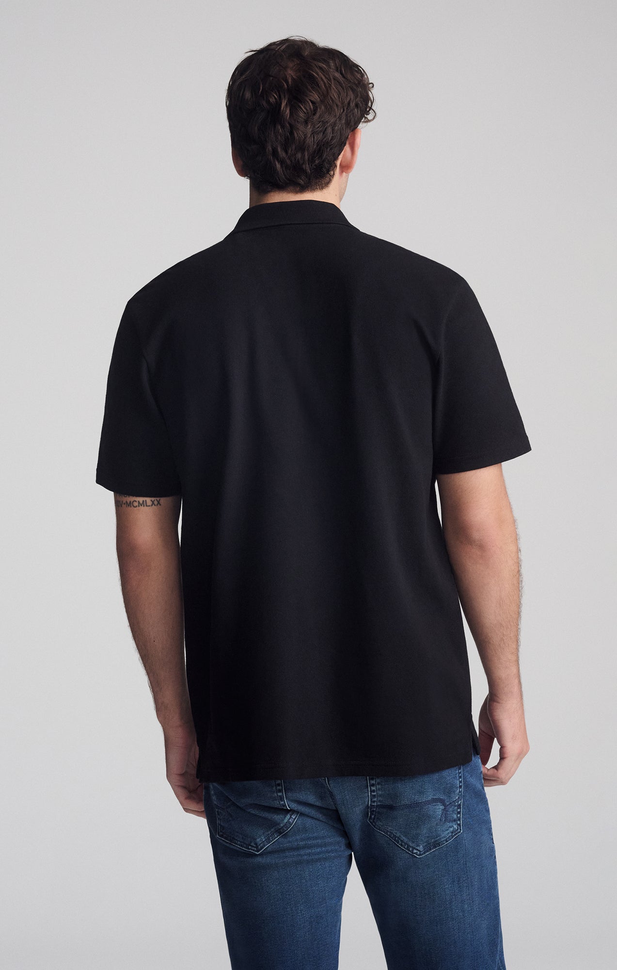 QUARTER ZIP POLO SHIRT IN BLACK - Mavi Jeans
