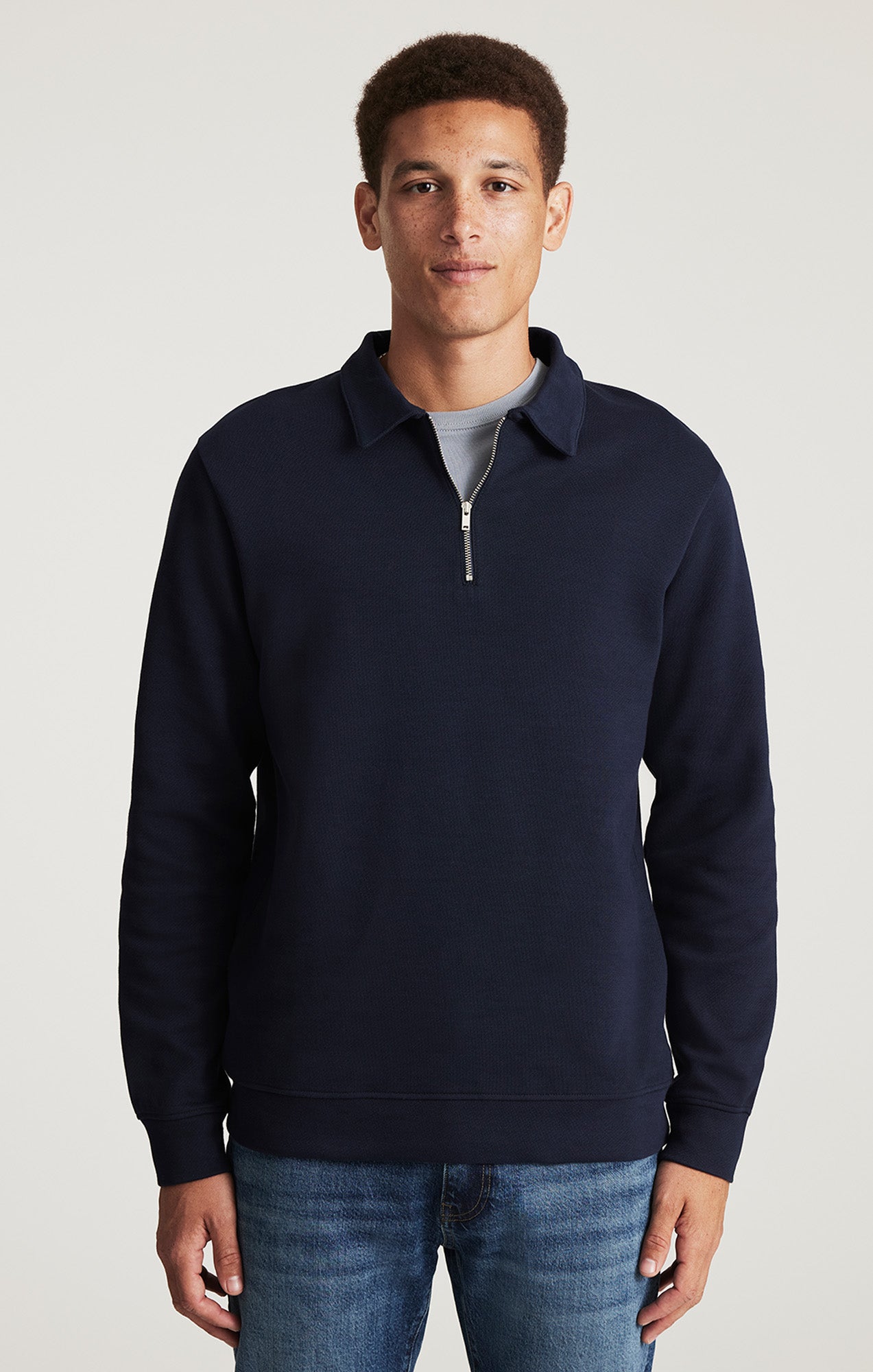 HALF ZIP SWEATSHIRT IN BARITONE BLUE - Mavi Jeans