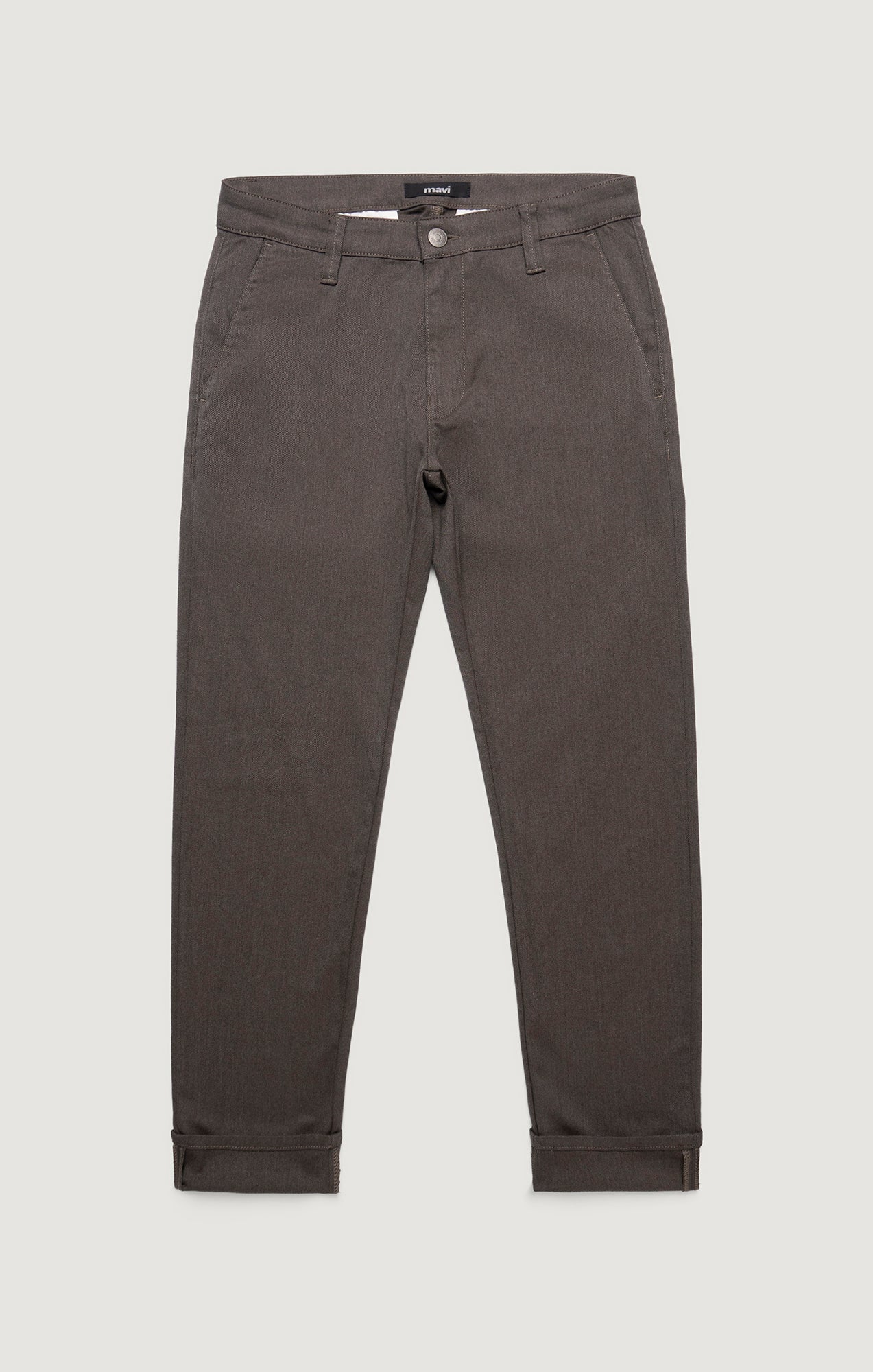 MILTON SLIM STRAIGHT CHINO IN BROWN FEATHER TWEED - Mavi Jeans