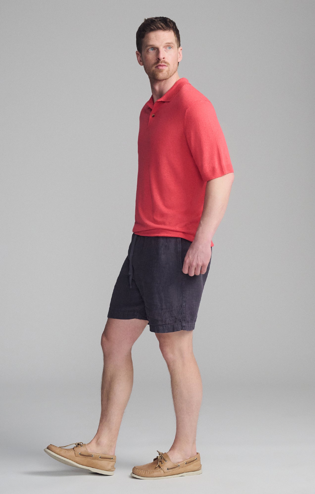 SHORT SLEEVE POLO SWEATER IN CAYENNE - Mavi Jeans