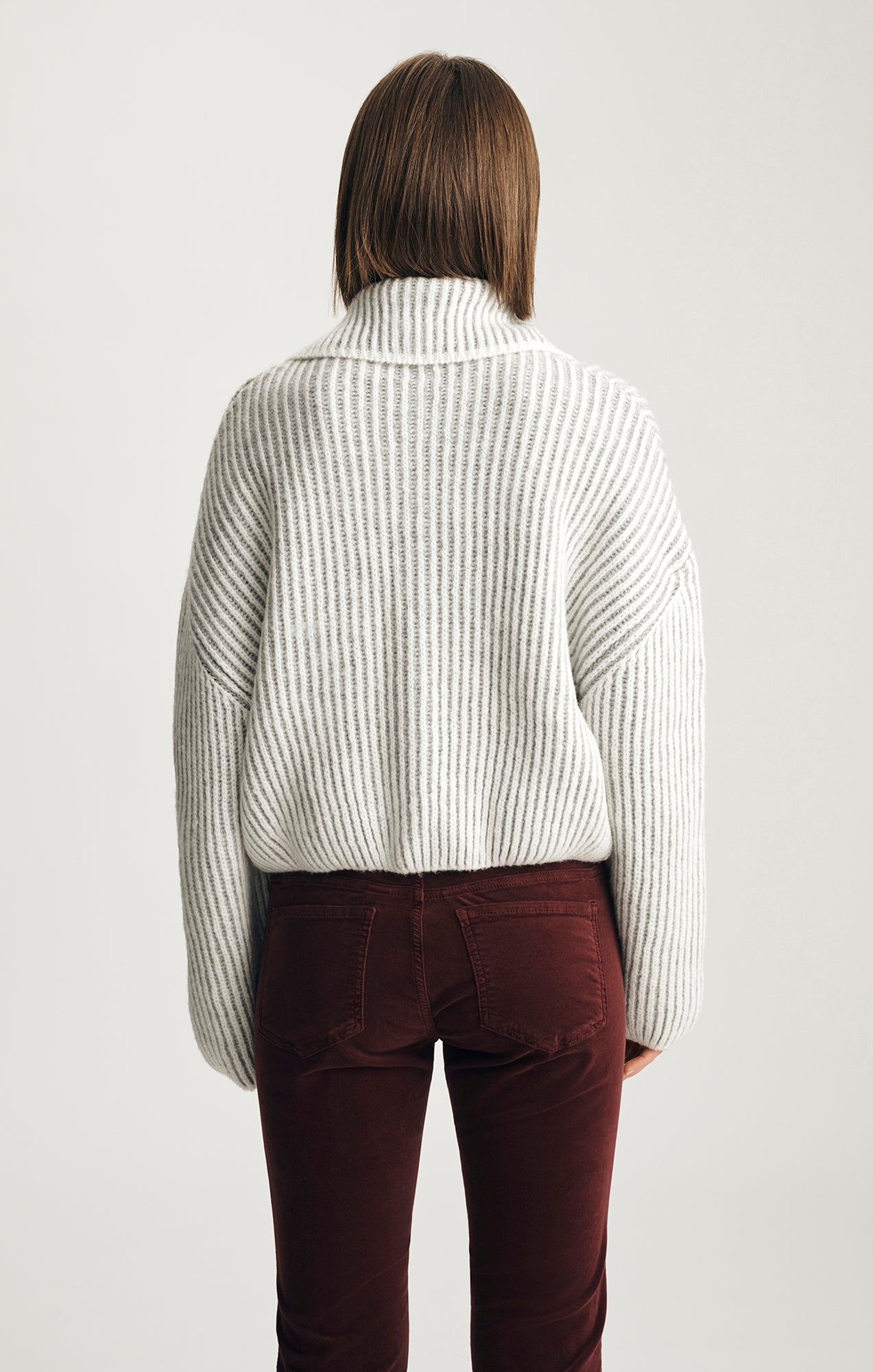 ZIP DETAIL SWEATER IN ANTIQUE WHITE STRIPE