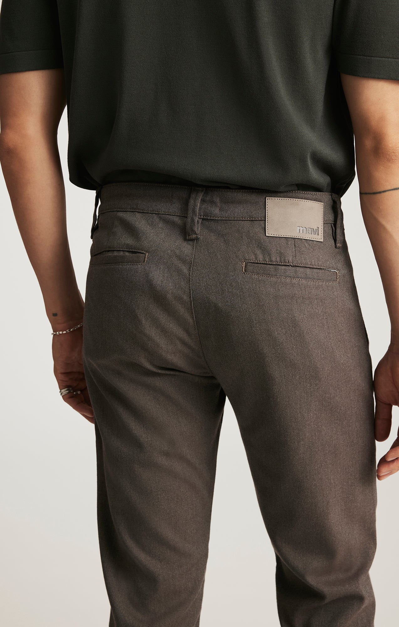 MILTON SLIM STRAIGHT CHINO IN BROWN FEATHER TWEED - Mavi Jeans