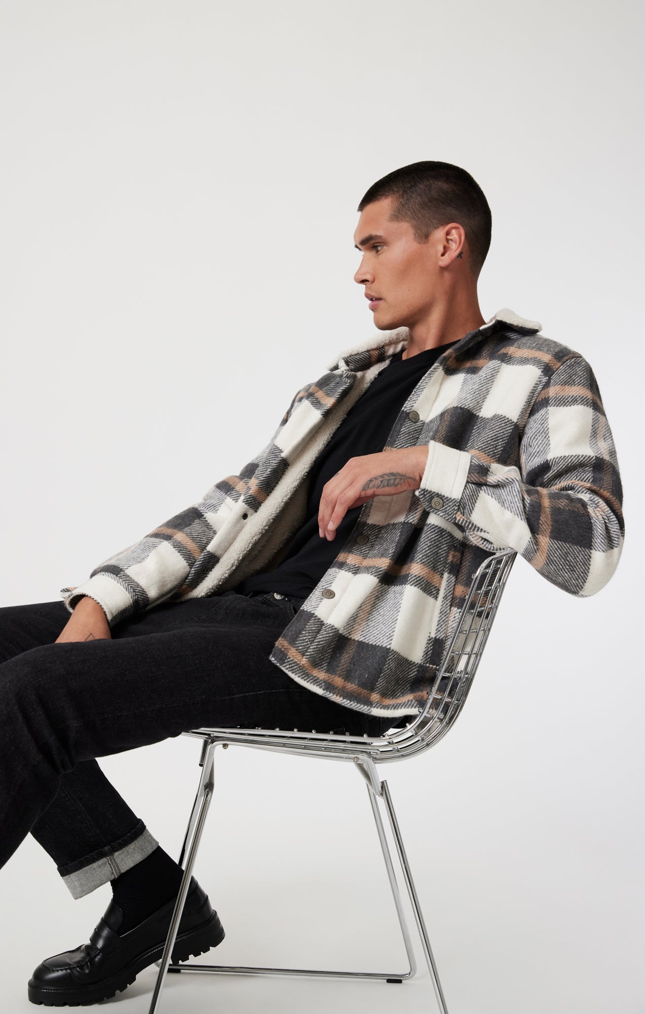 PLAID SHACKET IN GRAY CHECK - Mavi Jeans