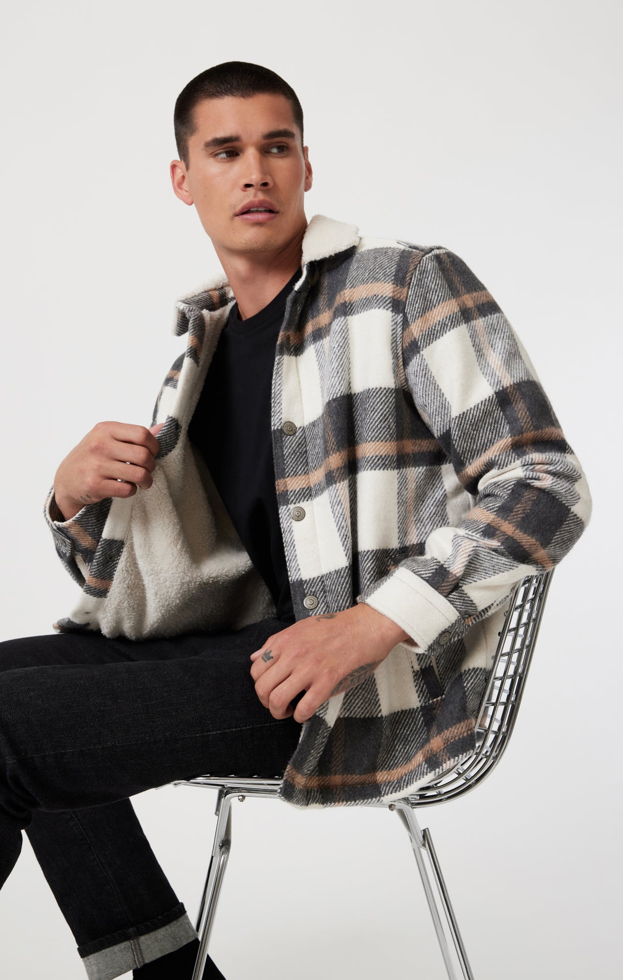 PLAID SHACKET IN GRAY CHECK - Mavi Jeans