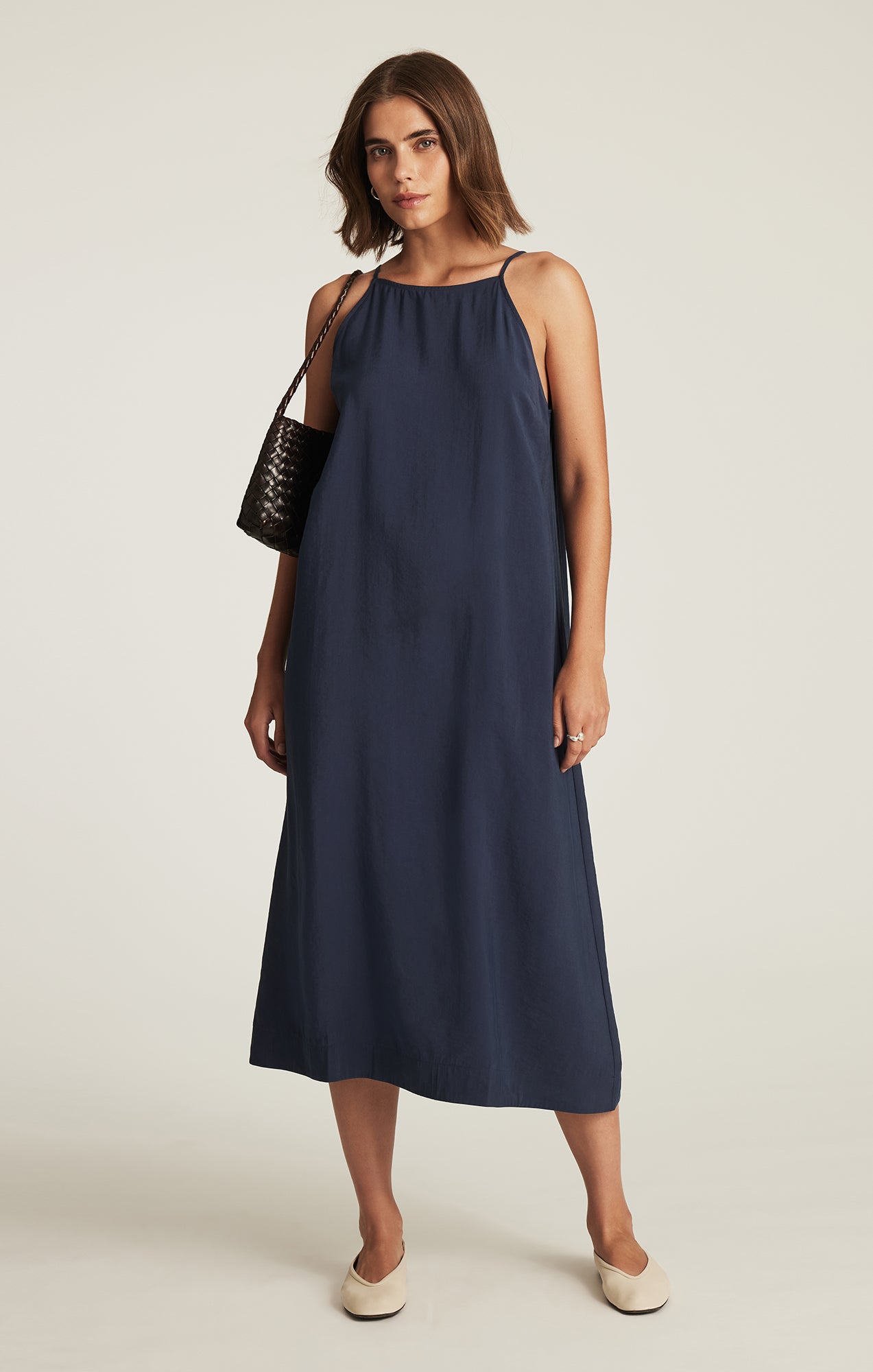 green emerald velvet dress Weekend on the Coast Blue Stripe Sleeveless Midi Dress main image 1