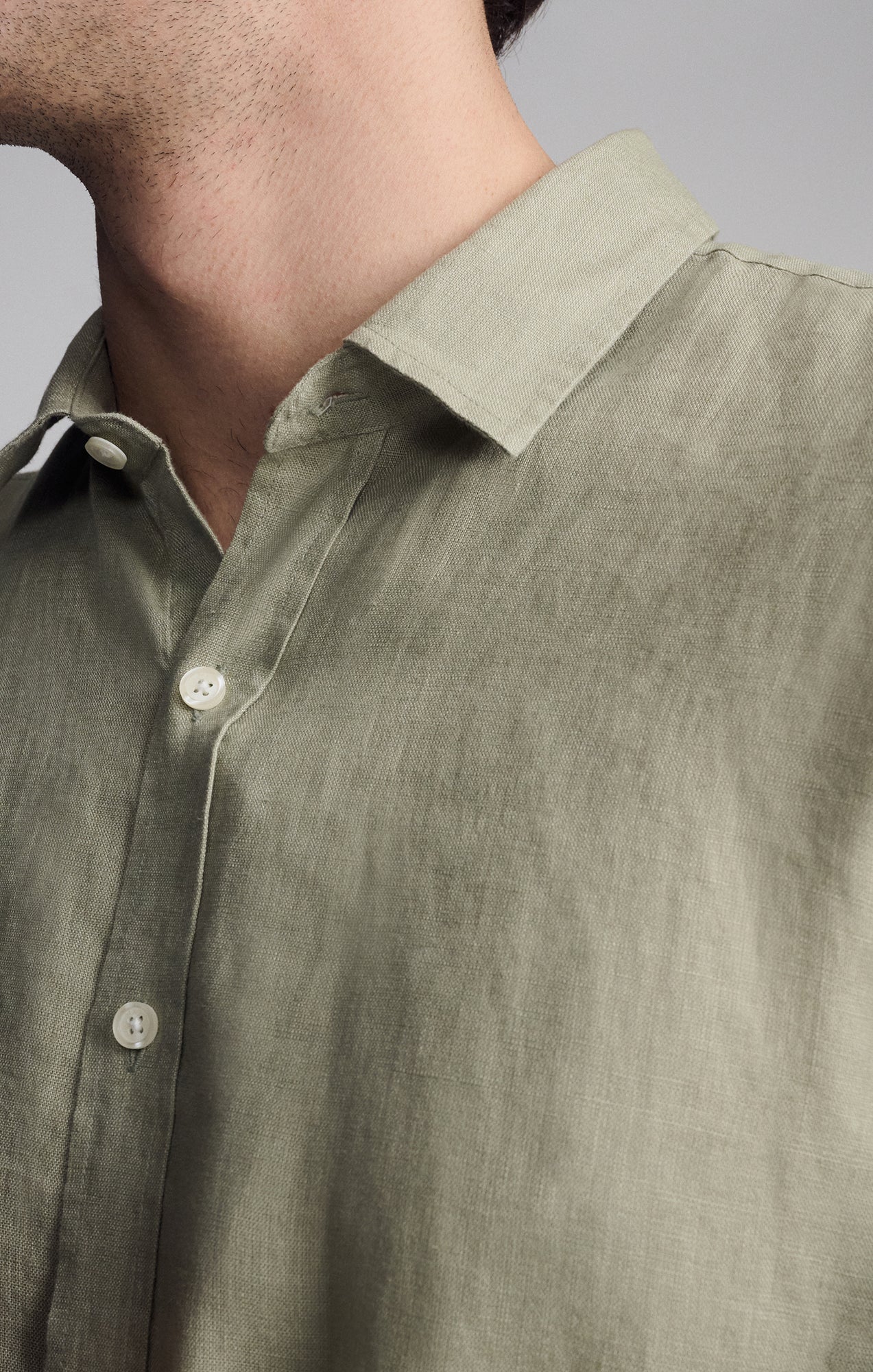 LINEN LONG SLEEVE BUTTON-UP SHIRT IN SEAGRASS - Mavi Jeans