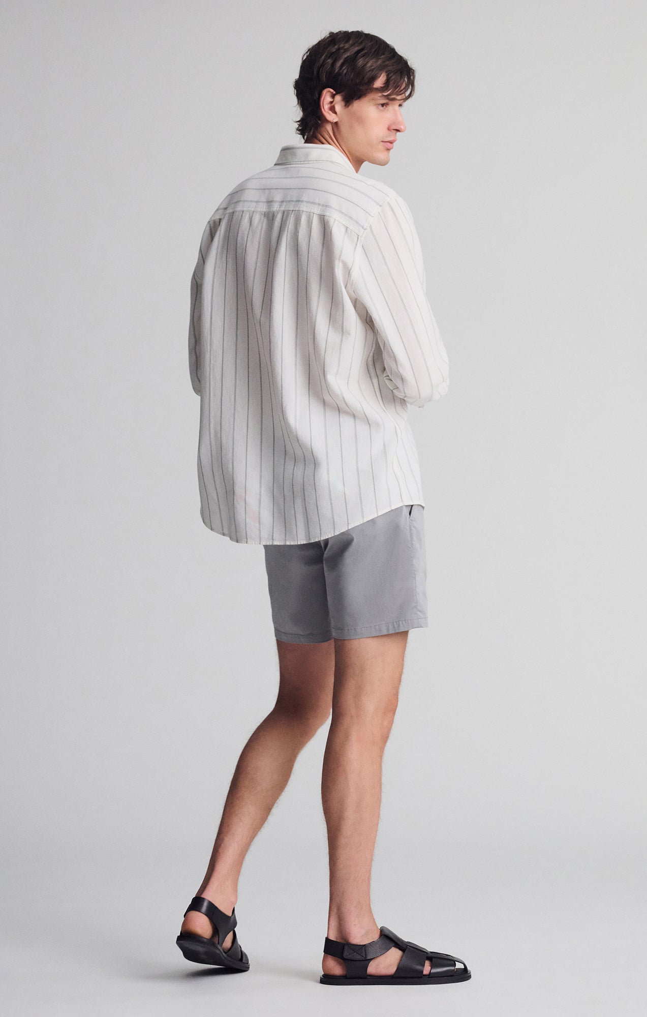 STRIPED LONG SLEEVE BUTTON-UP SHIRT IN AGAVE GREEN - Mavi Jeans