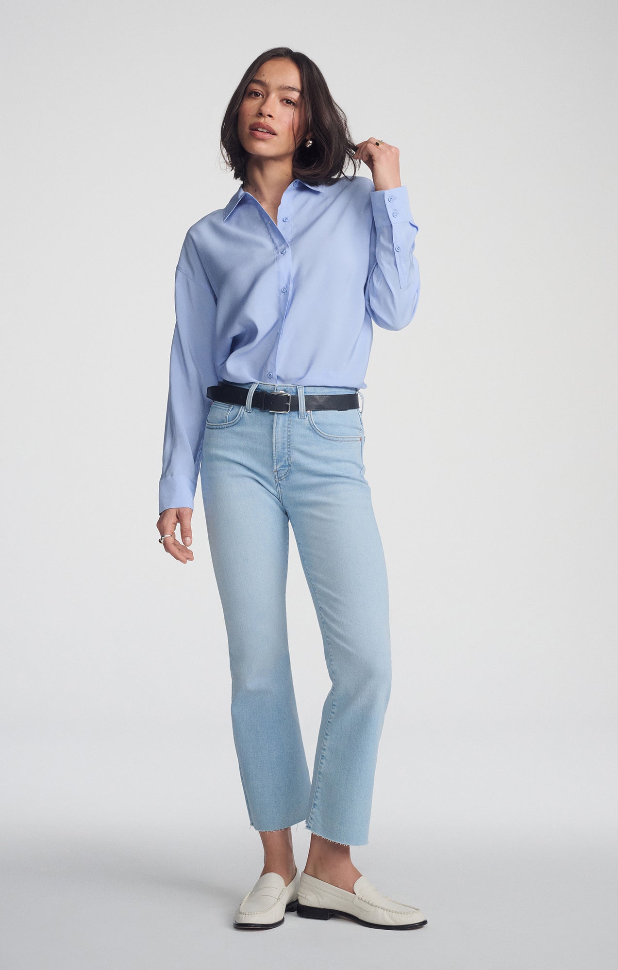 LUXE TOUCH BUTTON-UP SHIRT IN LAVENDER LUSTRE - Mavi Jeans