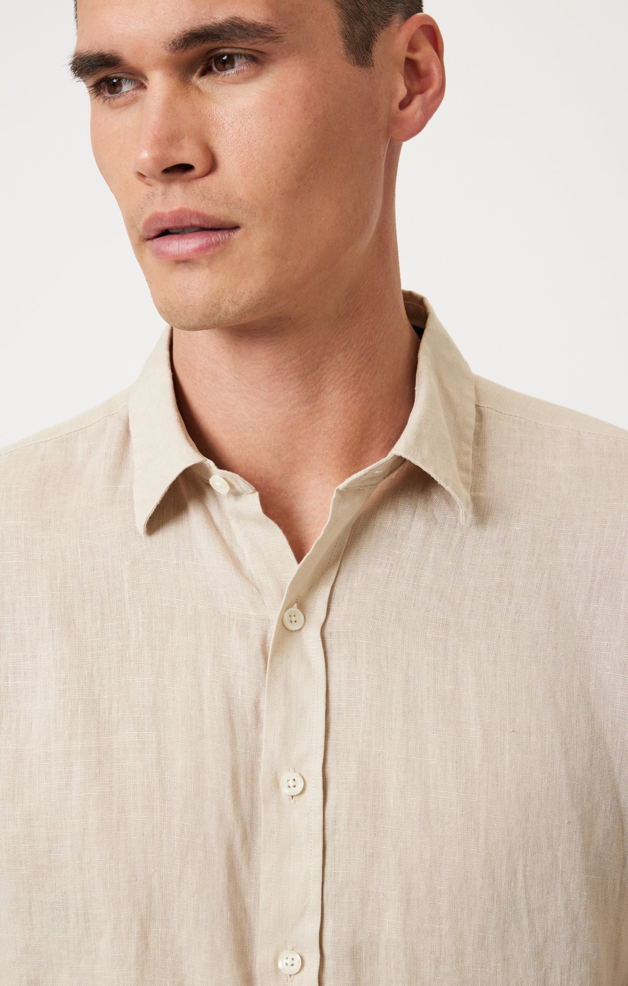 LINEN LONG SLEEVE BUTTON-UP SHIRT IN FEATHER GRAY - Mavi Jeans