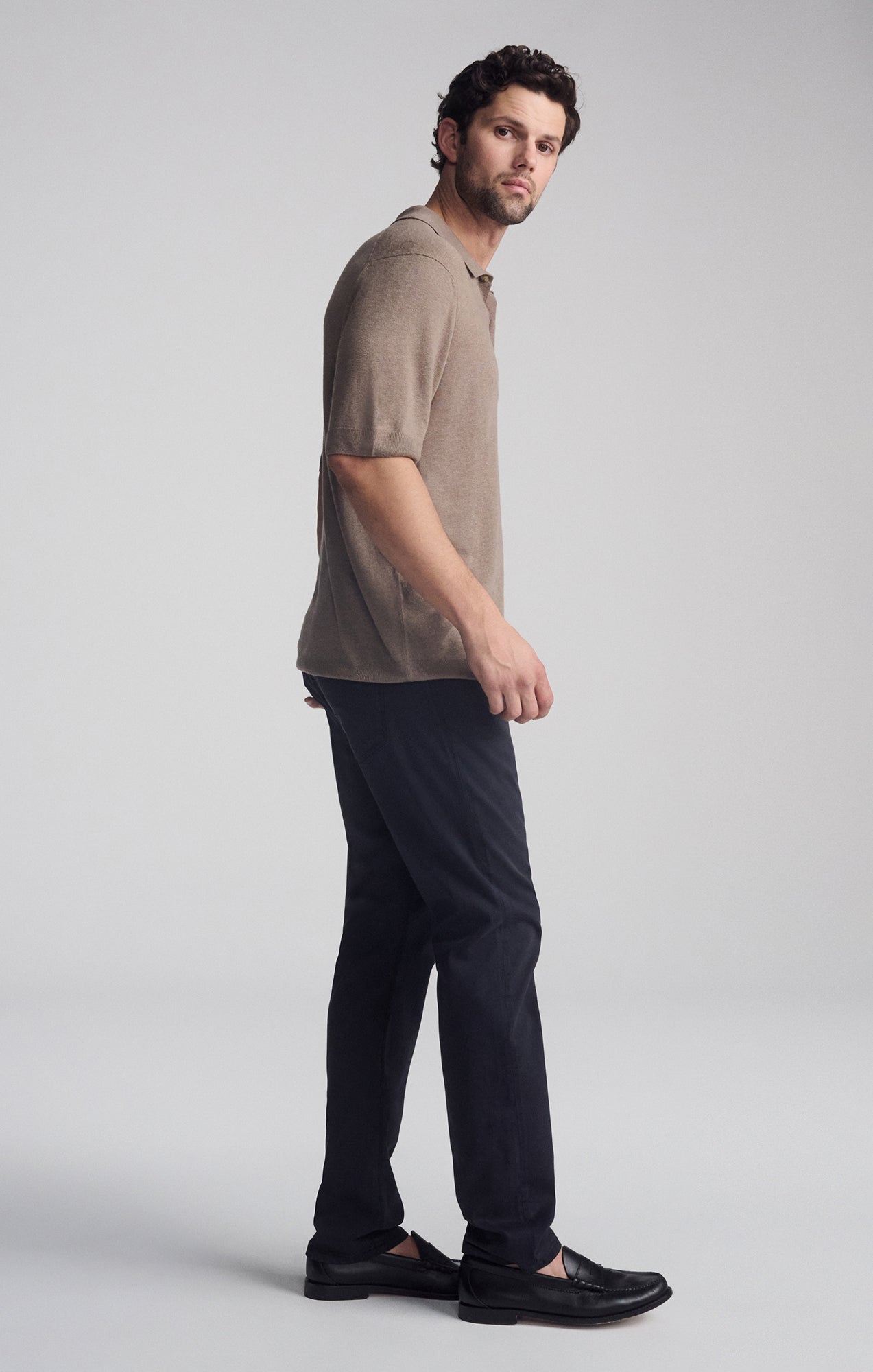 SHORT SLEEVE POLO SWEATER IN BRINDLE - Mavi Jeans
