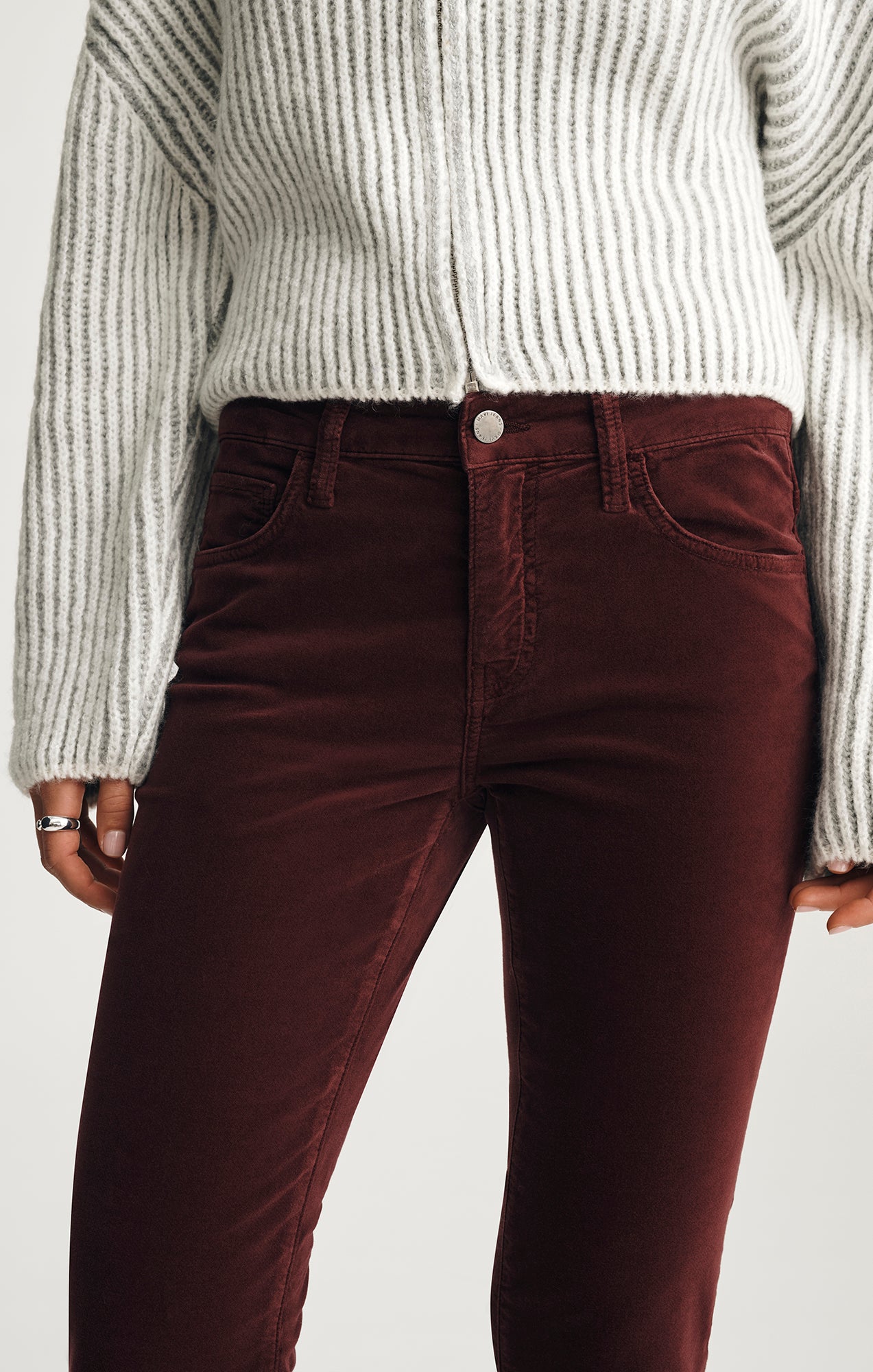 SYDNEY FLARE IN BURGUNDY VELVET