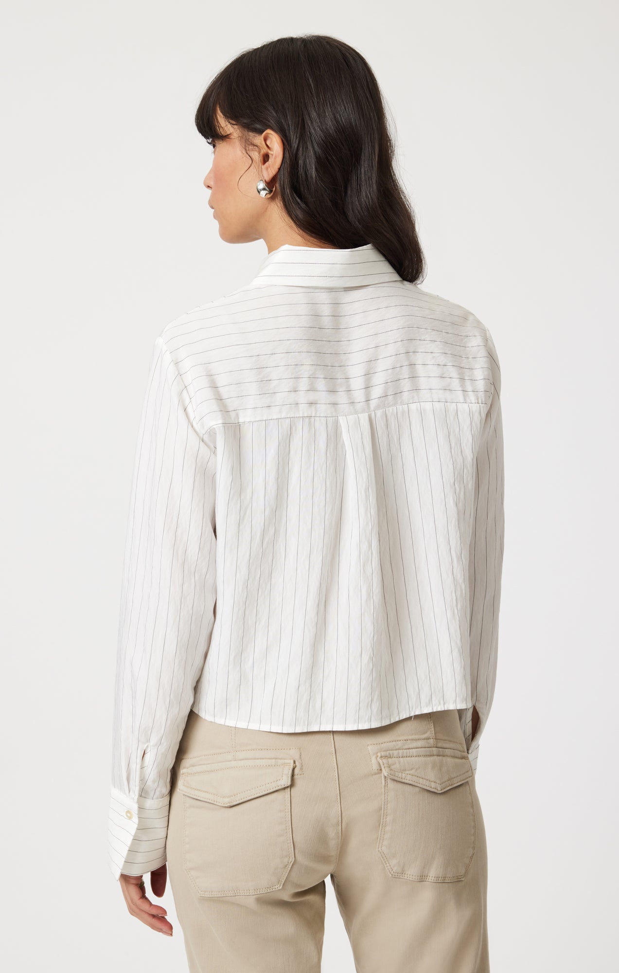 LONG SLEEVE BUTTON-UP SHIRT IN BLACK PIN STRIPE - Mavi Jeans