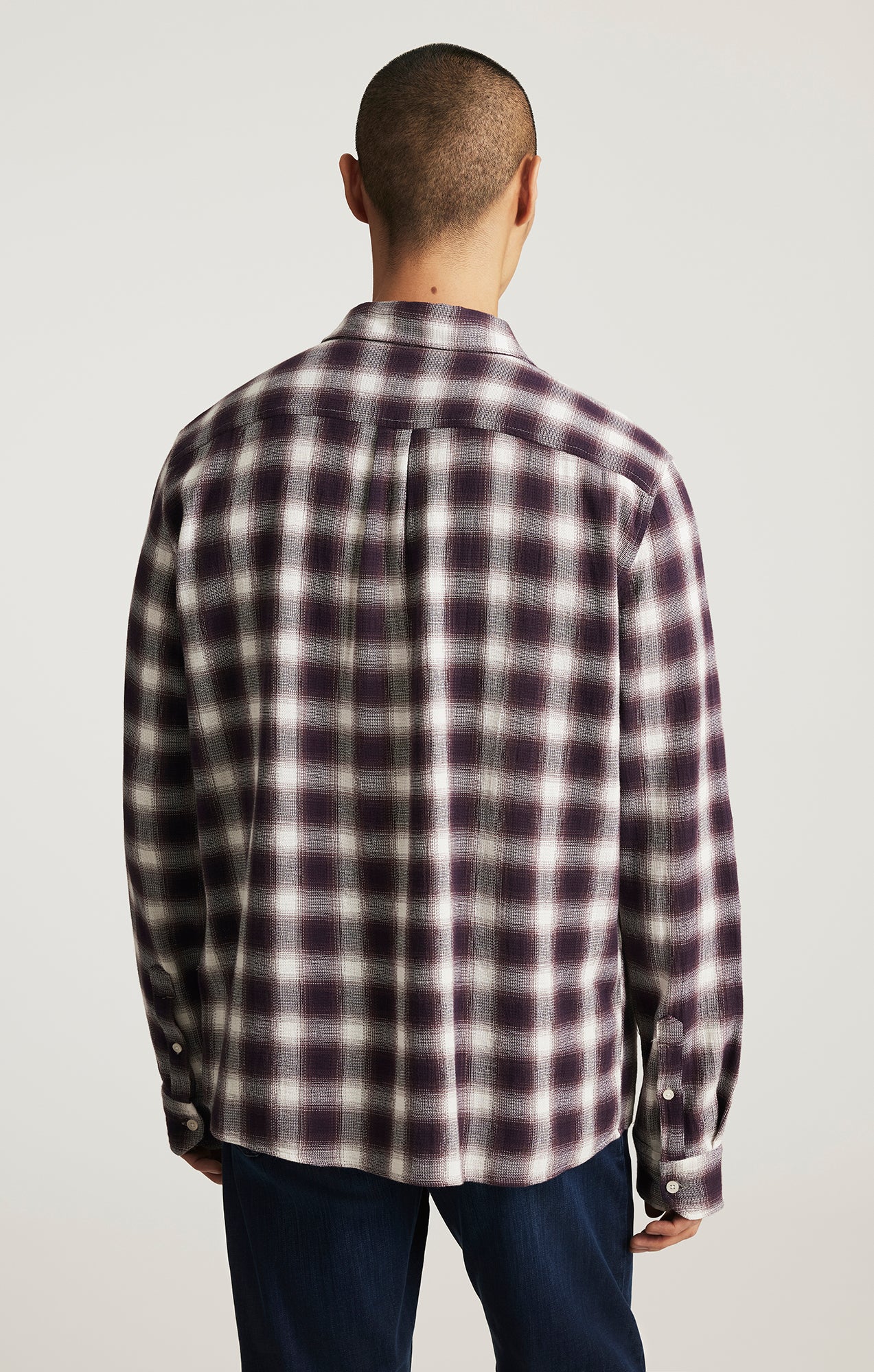 PLAID LONG SLEEVE BUTTON-UP SHIRT IN NIGHTSHADE CHECK - Mavi Jeans