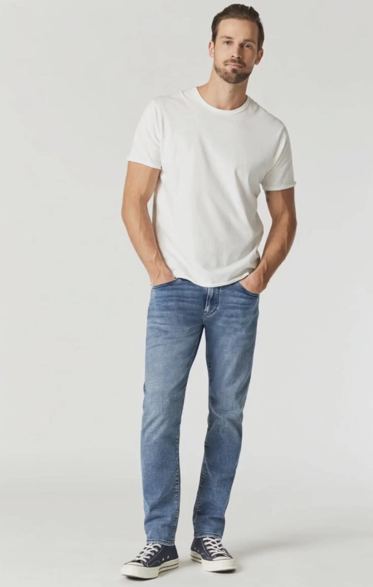 RAW EDGE NECK T-SHIRT IN BLANC DE BLANC - Mavi Jeans