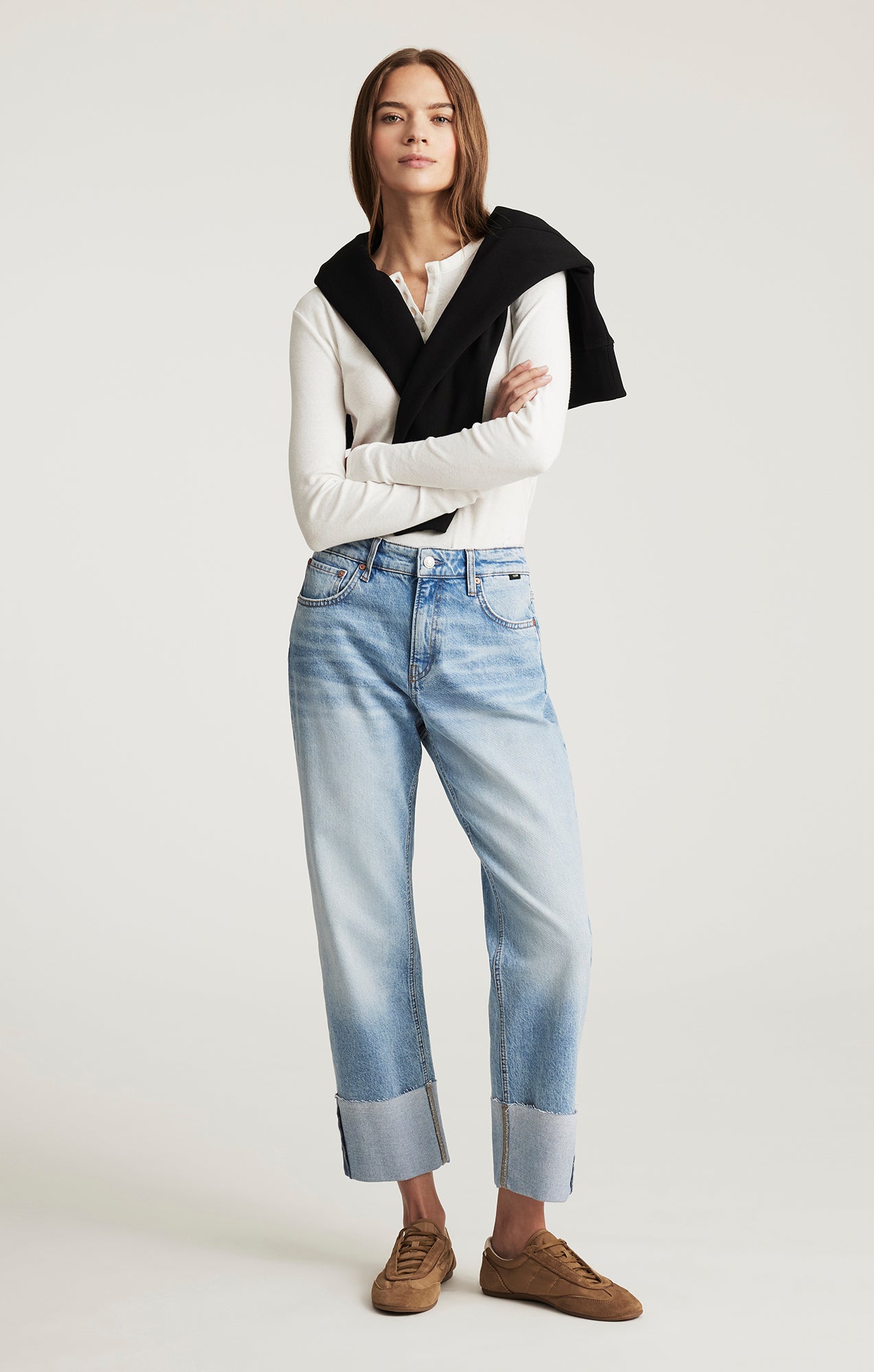 Mavi Women's Savannah Cuffed Straight Leg In Light Brushed Classic