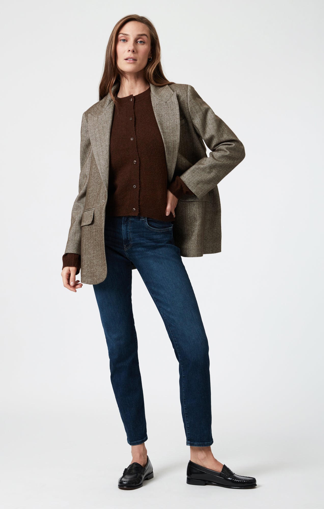 MIRELLA STRAIGHT LEG IN DARK BRUSHED FLEX BLUE - Mavi Jeans