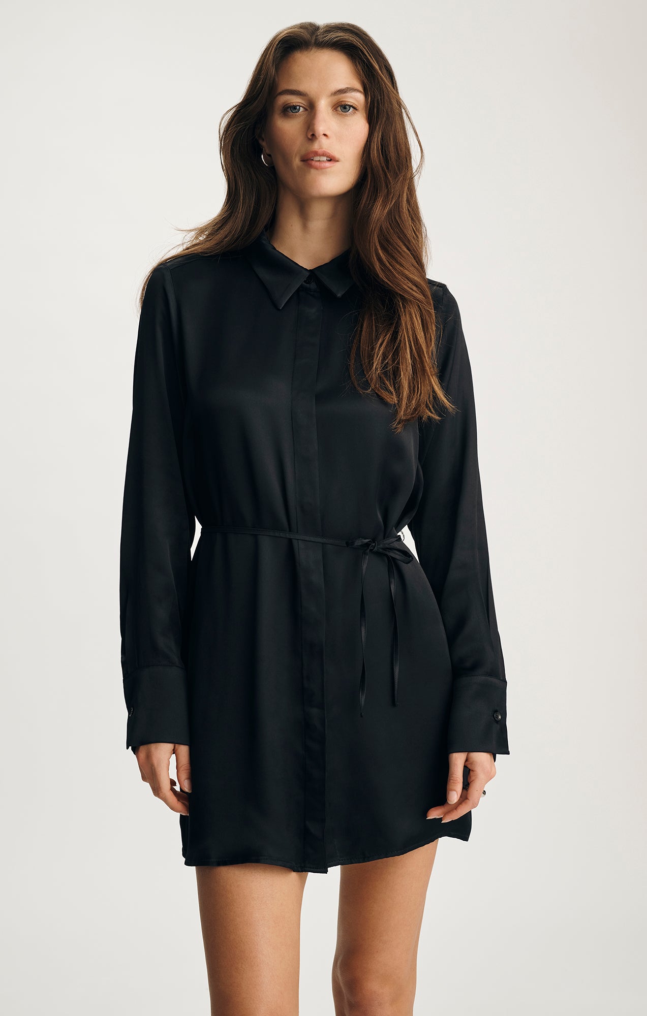 MAVI Women's Satin Button-Front Mini Dress in Black